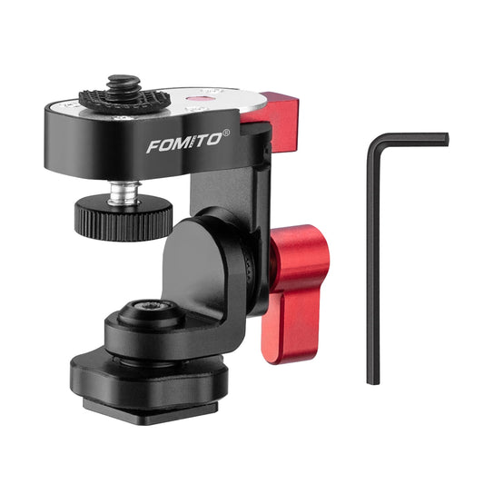 Fomito-Z2 Pro Rotary Tripod Head Camera Monitor Holder Mount Arm Hot Shoe Adapter for Flash Speedlite, Field Monitor, LED Video Light, Microphone-F0008