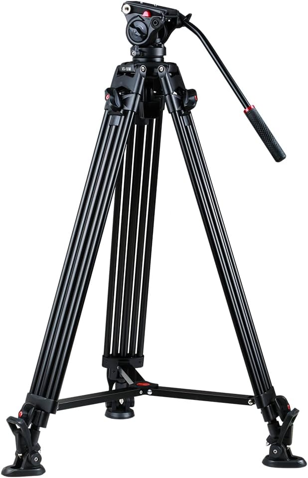 VILTROX Heavy Duty Tripod, 74 Inch Fluid Head Video Tripod, 22lbs Sturdy Heavy-Duty Tripod with QR Plate, Hand Bar, Carrying Bag, Mid-Level Spreader Travel Tripod for DSLR Camcorder (VX-18M II)