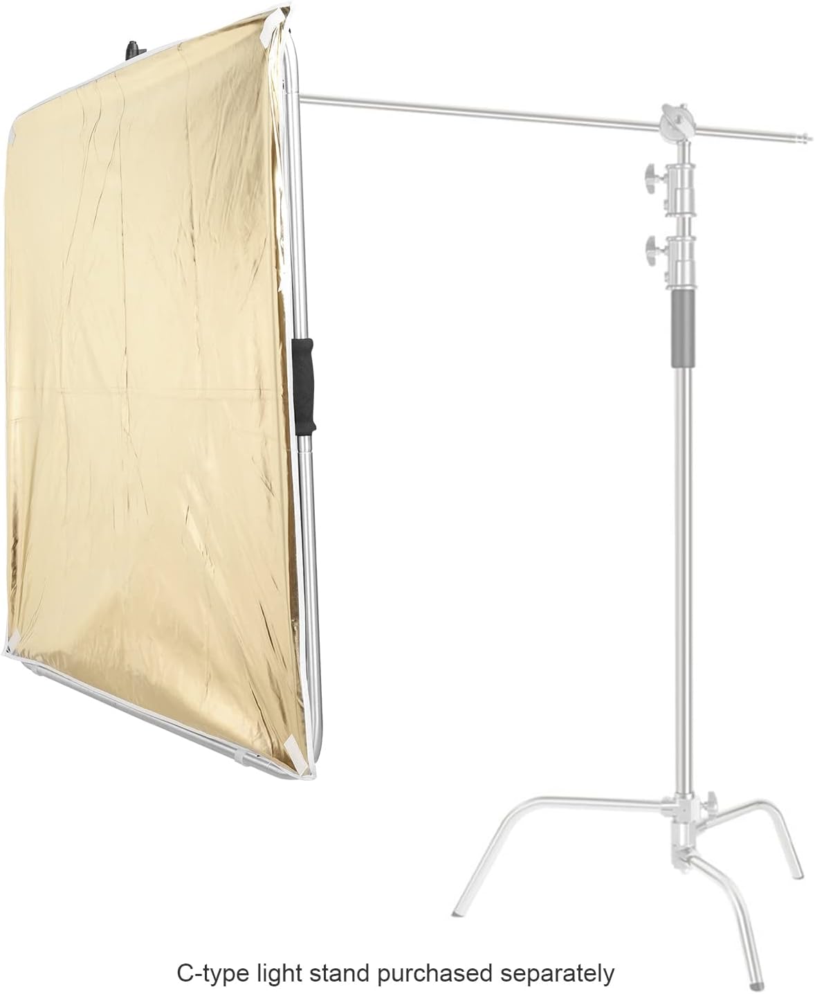 Fomito-QB-03 Portable Hand-held Scrim Flag 39x39 inch / 100x100cm Light Reflector Panel Kit with Assemblable Frame, Diffusion Gold & Black, Silver & White-F0166