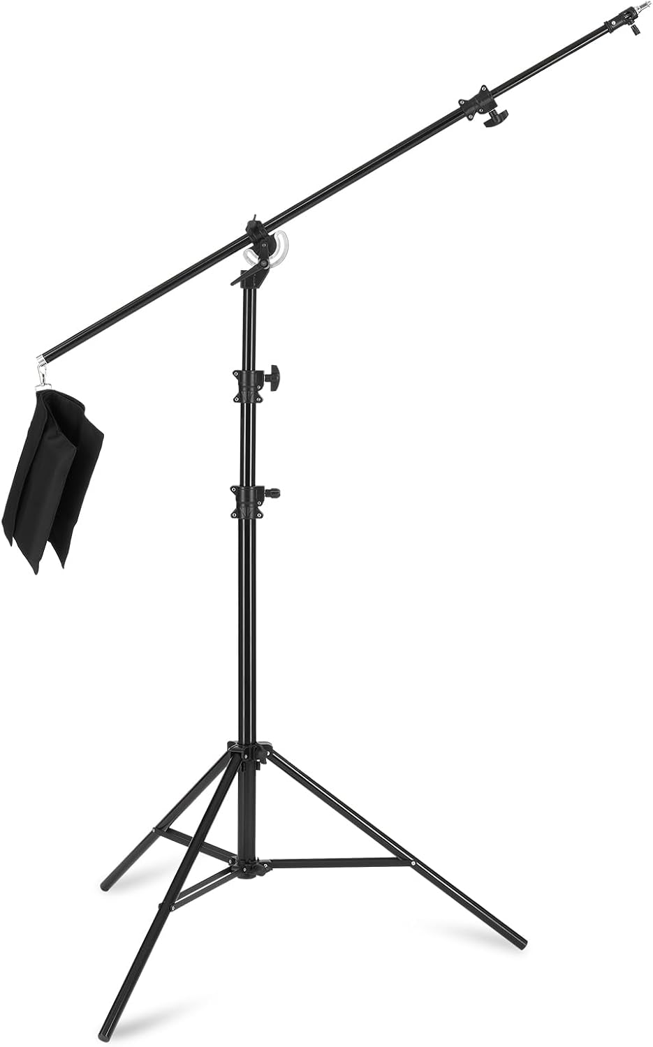 JINBEI 16.4FT 500cm Heavy Boom Arm with Sandbag Light Stand 22LBS Bearing Rotatable Adjustable Aluminum Holding Arm Load M-3 for Studio Photography Video