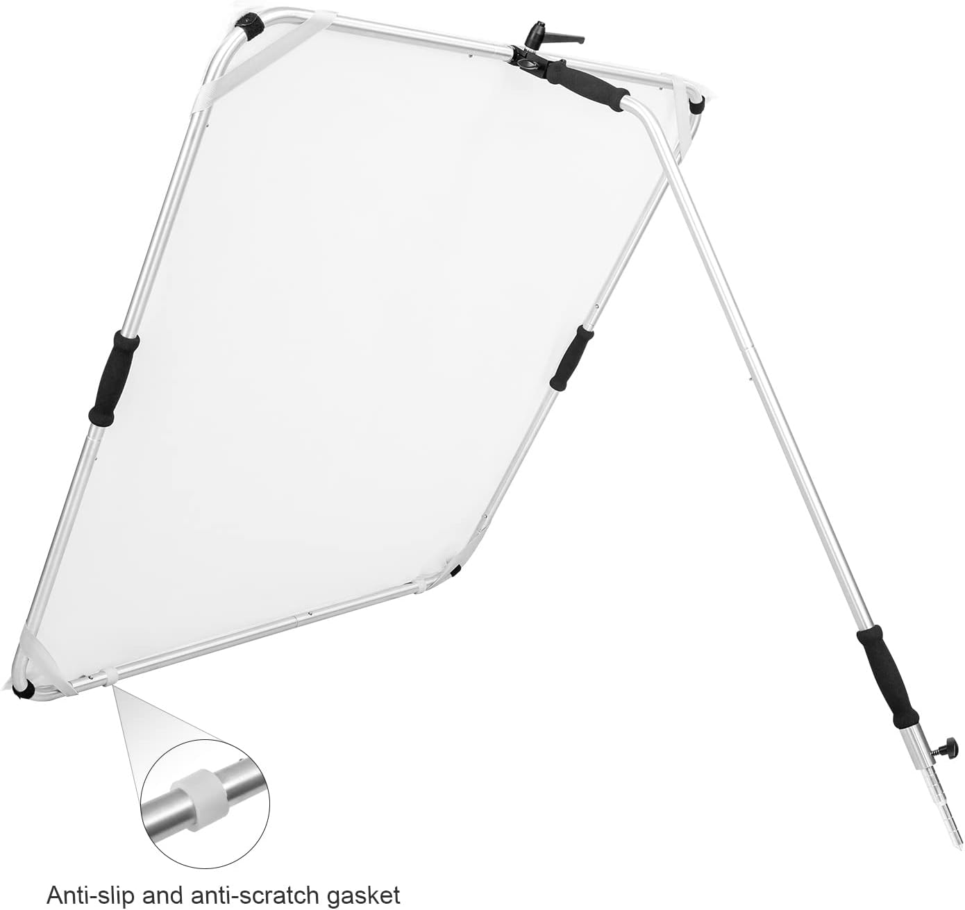 Fomito-QB-03 Portable Hand-held Scrim Flag 39x39 inch / 100x100cm Light Reflector Panel Kit with Assemblable Frame, Diffusion Gold & Black, Silver & White-F0166