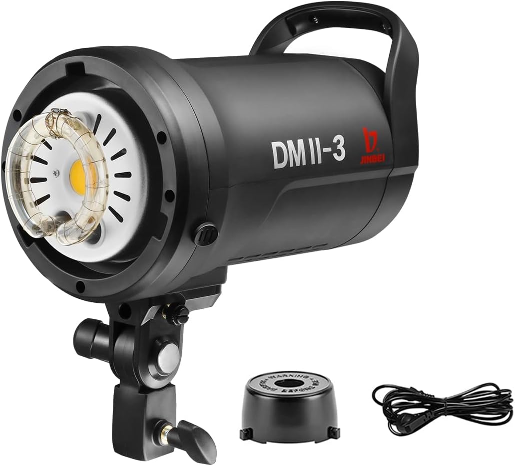 DMII-3 300W Studio Flash 5500K±200K 2.4G Wireless Strobe Flash Light Monlight with 15W LED Modeling Light,Bowens Mount,0.1~1.8S Recycle Time Easycap Mode,for Studio Portrait Commerce Photography