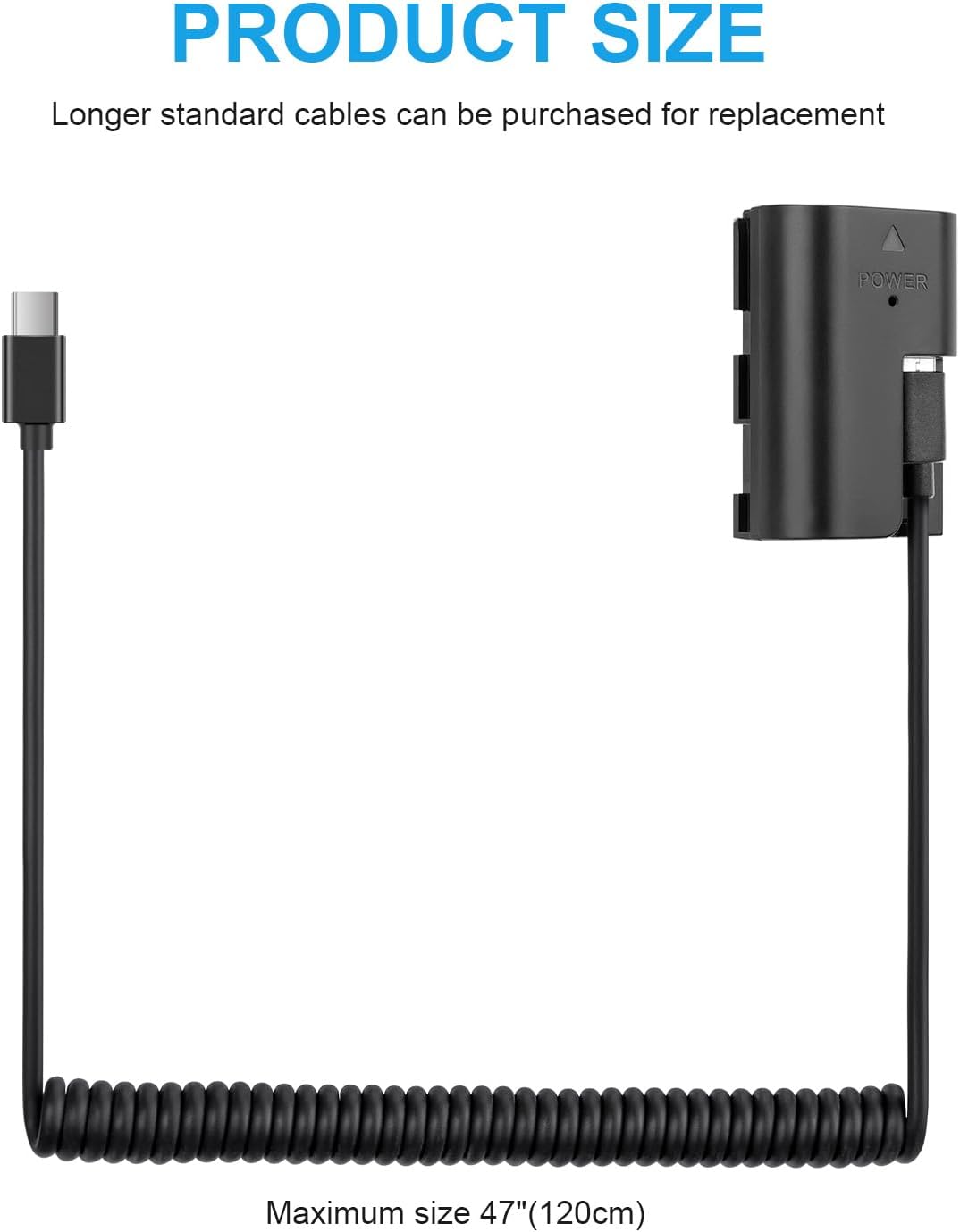 FOMITO-LP-E6 Dummy Battery Decoded LP-E6 Battery Replacement with Type-C Spring Power Adapter Cable for Canon 5D2 5D3 5D4 5DSR 6D 6D2 60D 60Da 7D 7D2 70D 80D 90D EOS-R R5 R6 Cameras-F0077