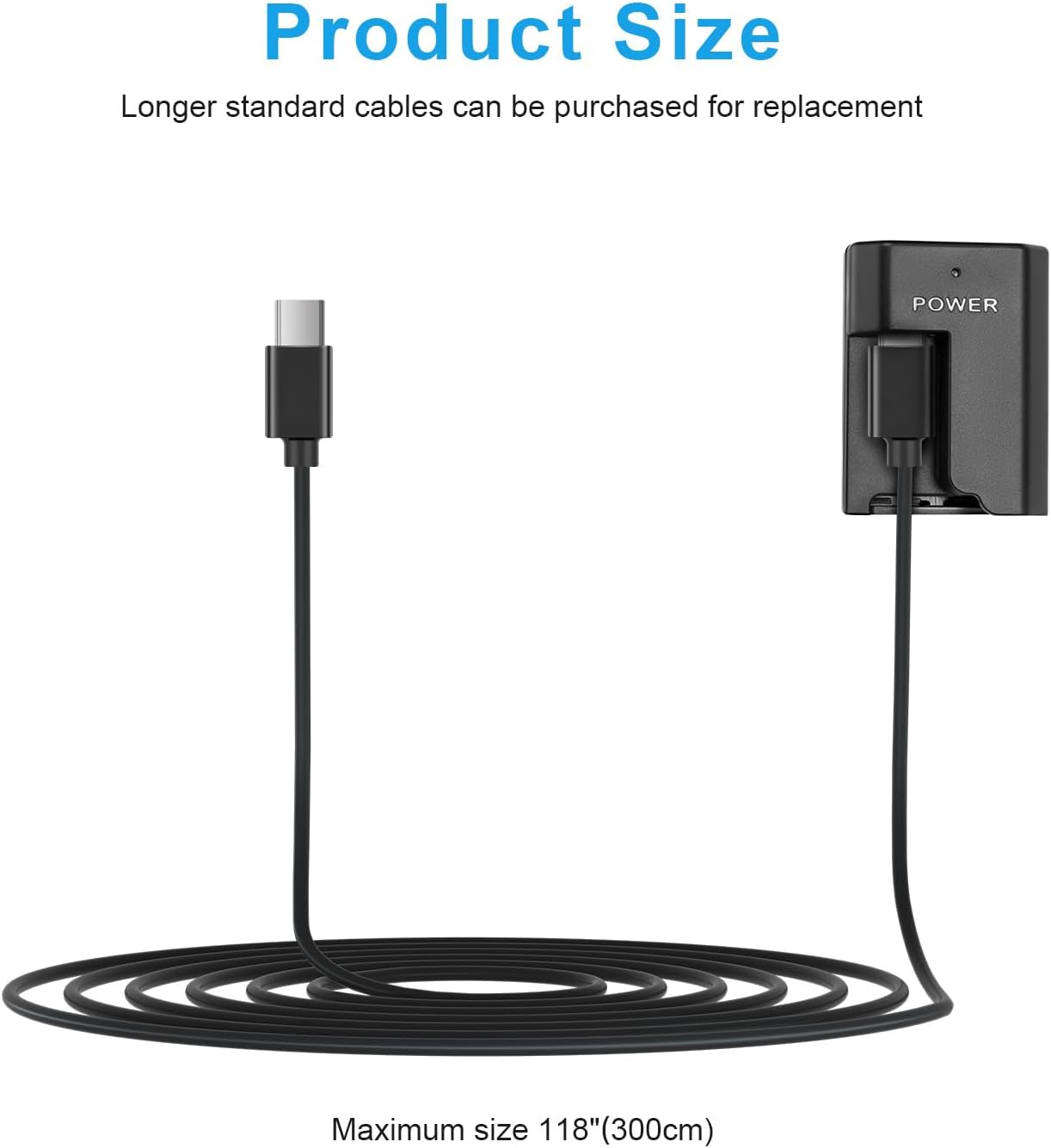 FOMITO-NP-FZ100 Dummy Battery Decoded NP-FZ100 FZ100 Battery Replacement with Type-C Straight Line 3M Power Adapter Cable for Sony A9M2 ILCE-9 A1 A7M3 A7S3 A7R3 A7R5 A7C2 A7CR A6600 A6700 FX30 Cameras-F0100