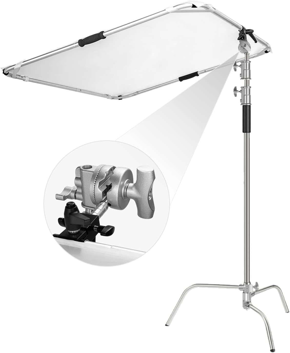 Fomito-QB-03 Portable Hand-held Scrim Flag 39x39 inch / 100x100cm Light Reflector Panel Kit with Assemblable Frame, Diffusion Gold & Black, Silver & White-F0166