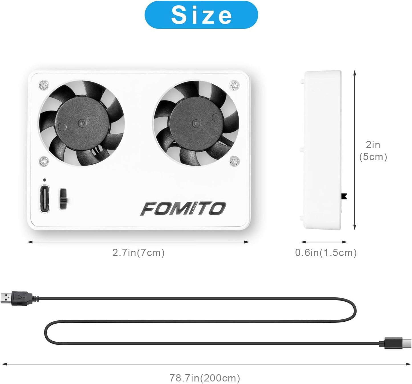 FOMITO-FS-03 Camera Video Dual Cooling Fans Built-in Battery with Magnetic Case for Sony A7M4 A7cII A7c A7S3 ZV-1 ZV-10 ZVE1 A6700 FX30 Canon R5 R6 R7 Fujifilm XT4 White-F0193