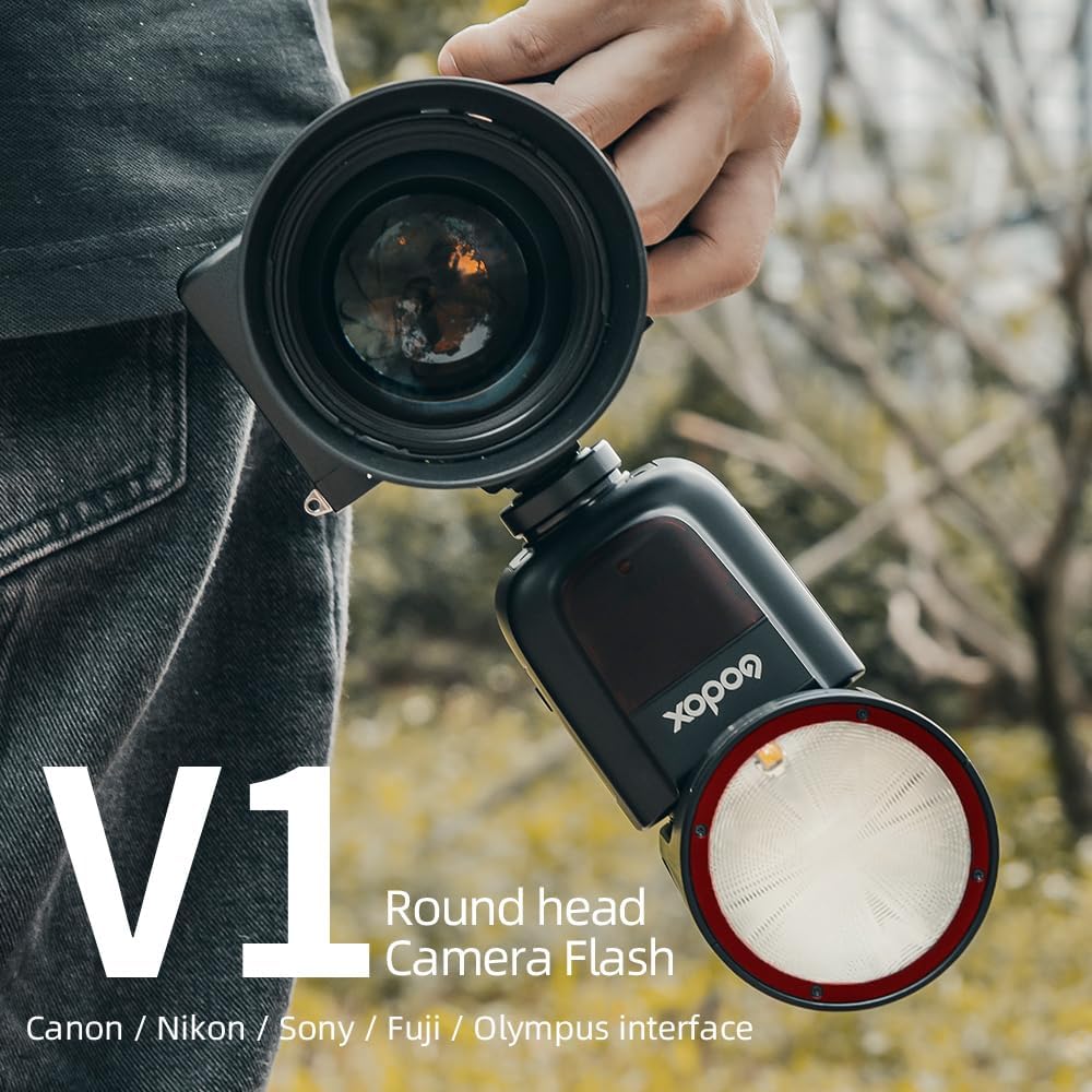 Godox V1 V1S V1 S V1-S Sony Flash, 76Ws 2.4G TTL Round Head Flash Speedlight, 1.5 sec Recycle Time,1/8000 HSS, 480 Full Power Shots, 2980mAh Lithimu Battery (USA Version)