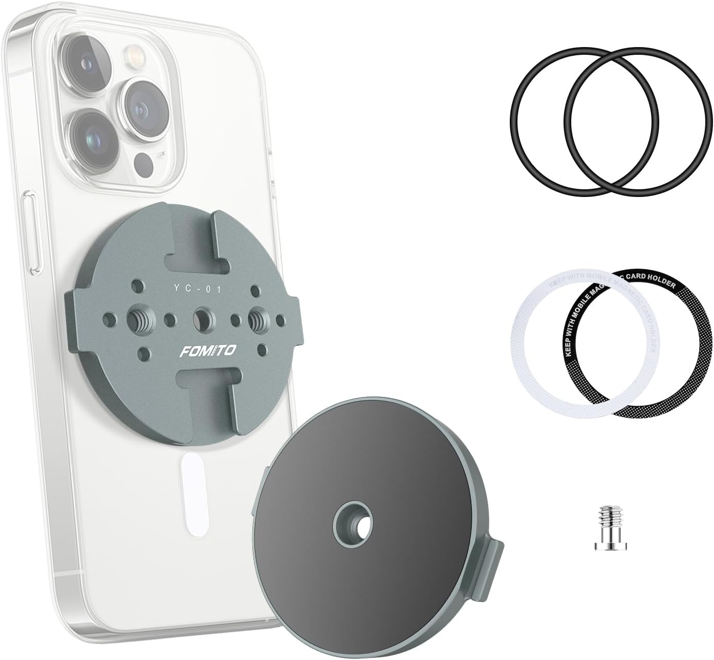 FOMITO YC-01 Magnetic Phone Holder Mount, Magnet Base Phone Mount -Grey-F0056