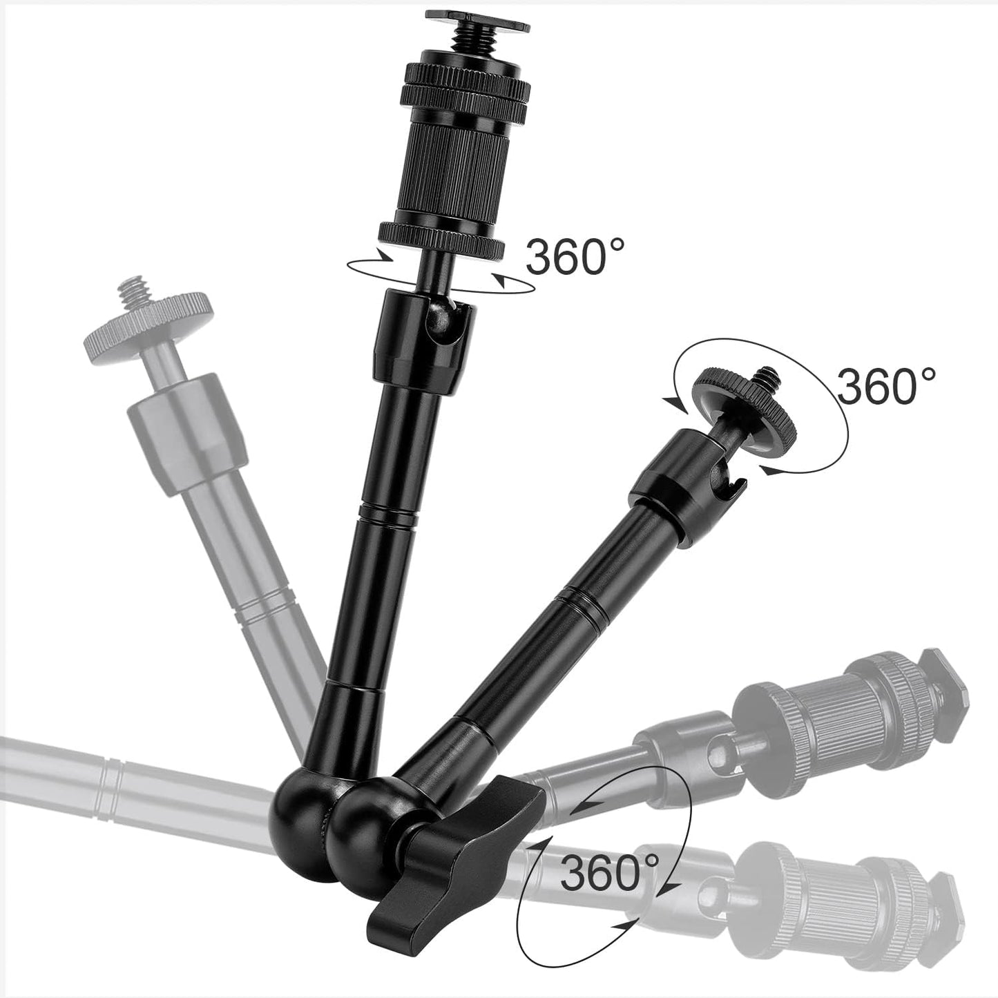 FOMITO- 11C+DXJ inch Articulating Magic Arm + Super Clamp for DSLR Rig Camera to LCD Monito, LED Video Light-F0038