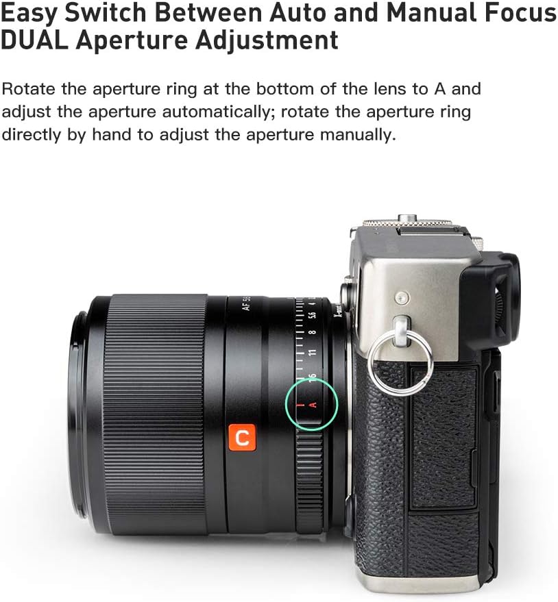 VILTROX 56mm F1.4 STM APS-C Frame Auto Focus Standard Prime Lens for Fuji Fujifilm X-Mount Mirrorless Digital Camera X-M1 X-H1 X-PRO3 X-PRO2 X-T4 X-T3 X-T2 X-S10 X-T30 X-T20 X-T200 Black