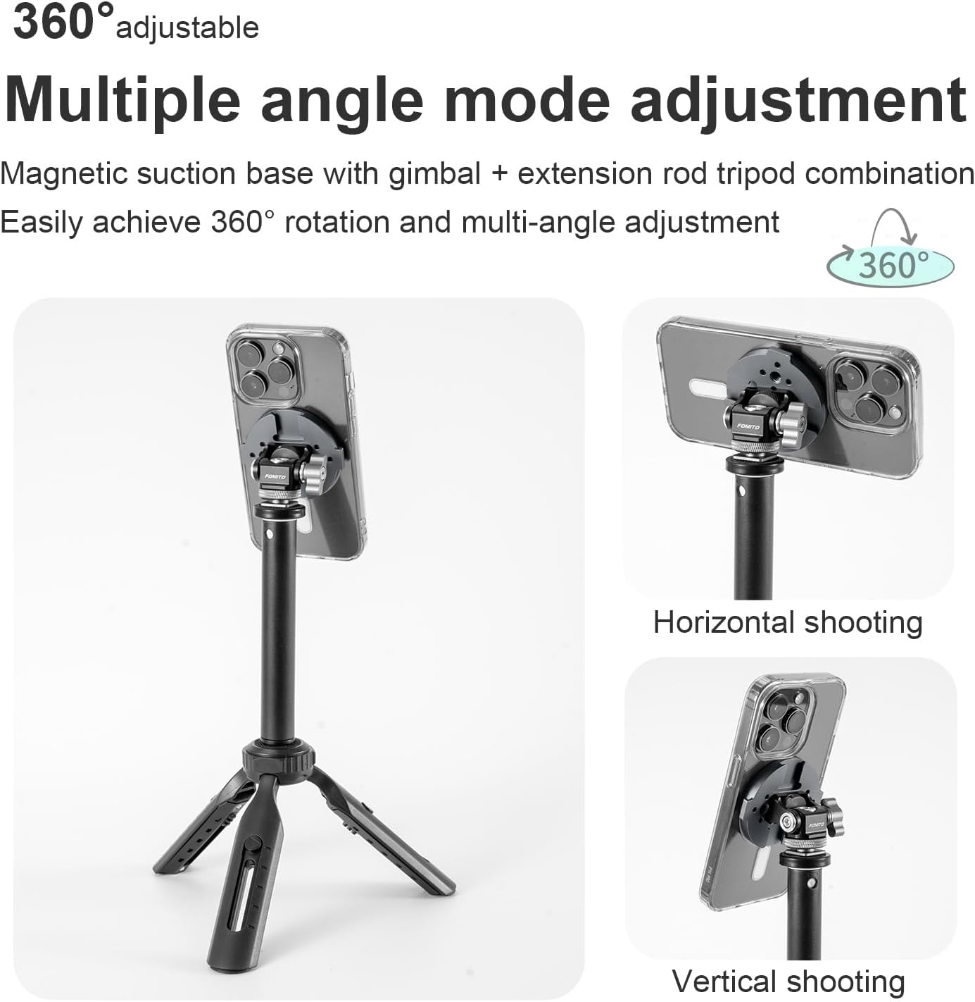 FOMITO-YC-01 Magnetic Phone Holder Mount, Magnet Base Phone Mount - Black-F0057