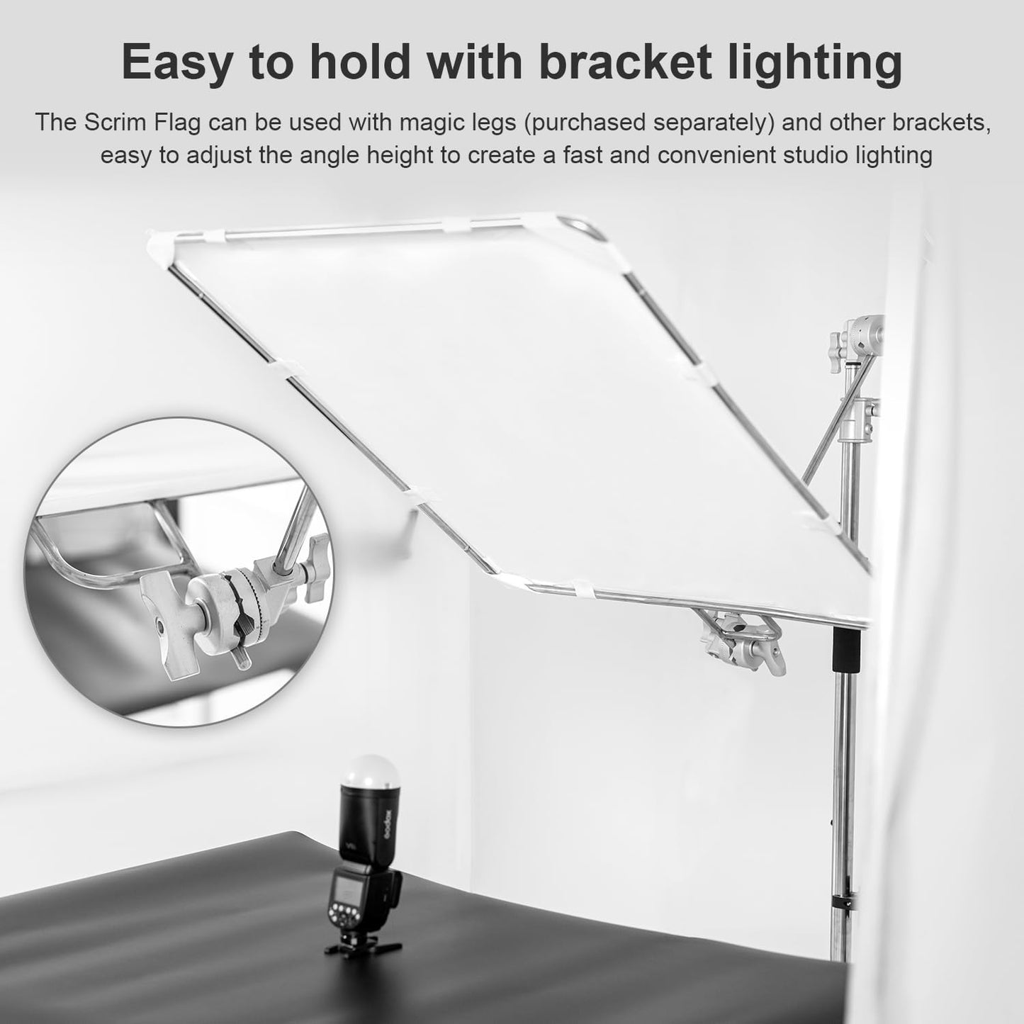 Fomito-QB-4560 Square Metal Flag Panel Reflector Set 45 x 60cm - Portable Hand-held Light Reflector Flag Reflector Panel Scrim Photography-F0167