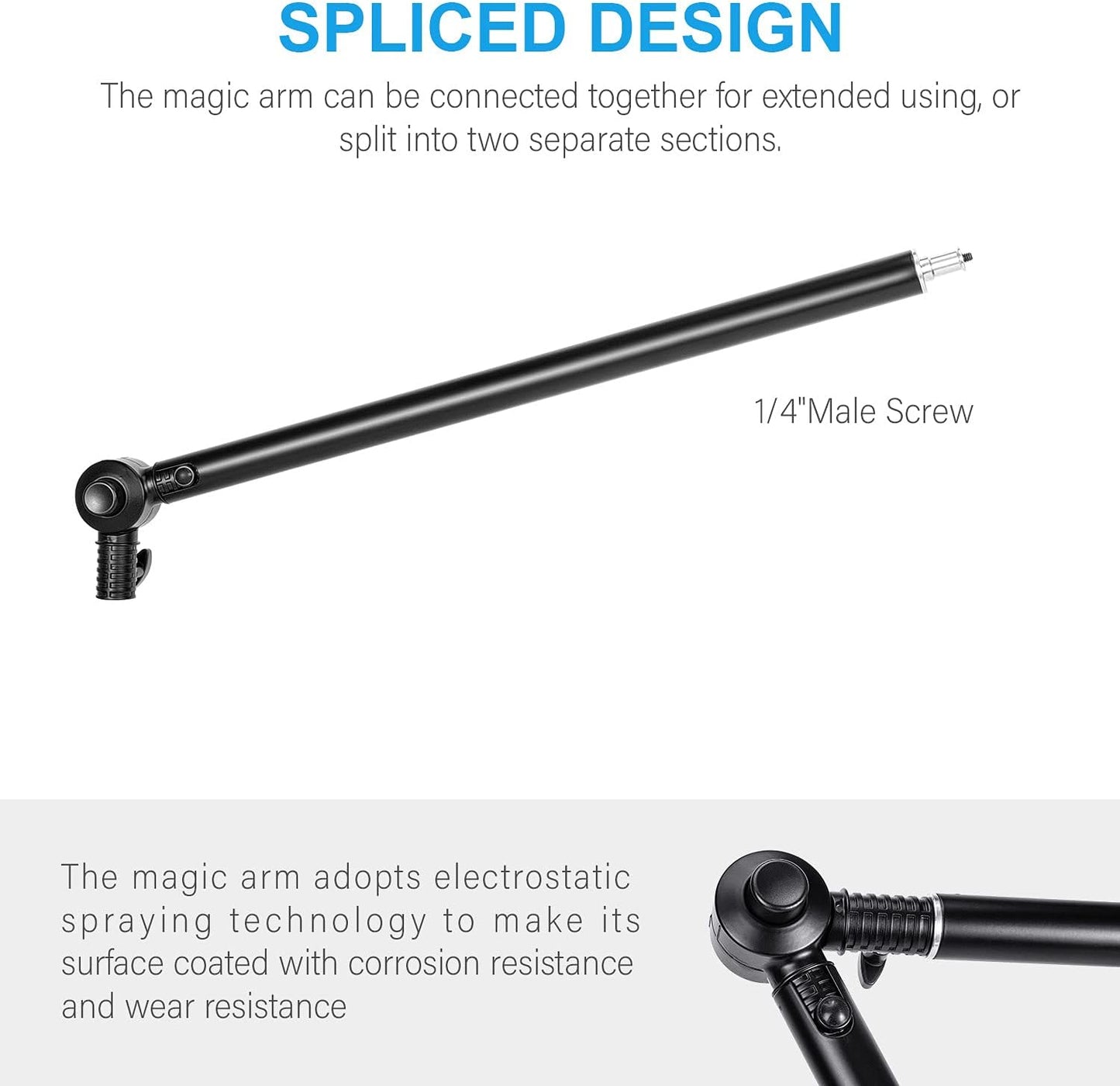 FOMITO-ZJ-SB-01 48" Super Articulating Magic Arm with Light Stand Extender - 2 Section Separable Bracket for Camera, Field Monitor, LED Video Light - Max Load 10KG with Single Section-F0062