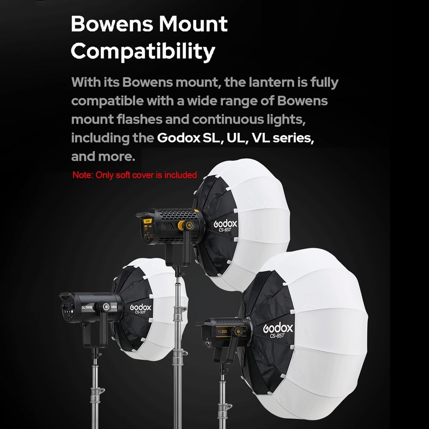 Godox CS-50T 50cm/19.6in Quick Release Lantern Softbox Professional Foldable Softbox with Standard Bowen Mount for Photography Studio Photography (50cm/19.6in Softbox)