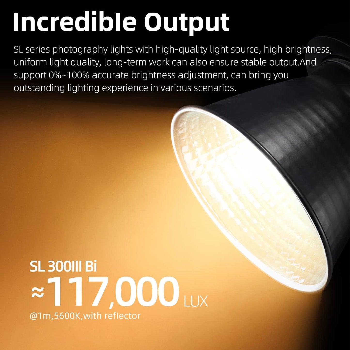 Godox SL300IIIBi 330W LED Continuous Output Lighting, 2800K-6500K Dual Color Temperature, 0%-100% Brightness Adjustment, App Control, Bowens Mount, Suitable for Studio, Still Life, Video Shooting