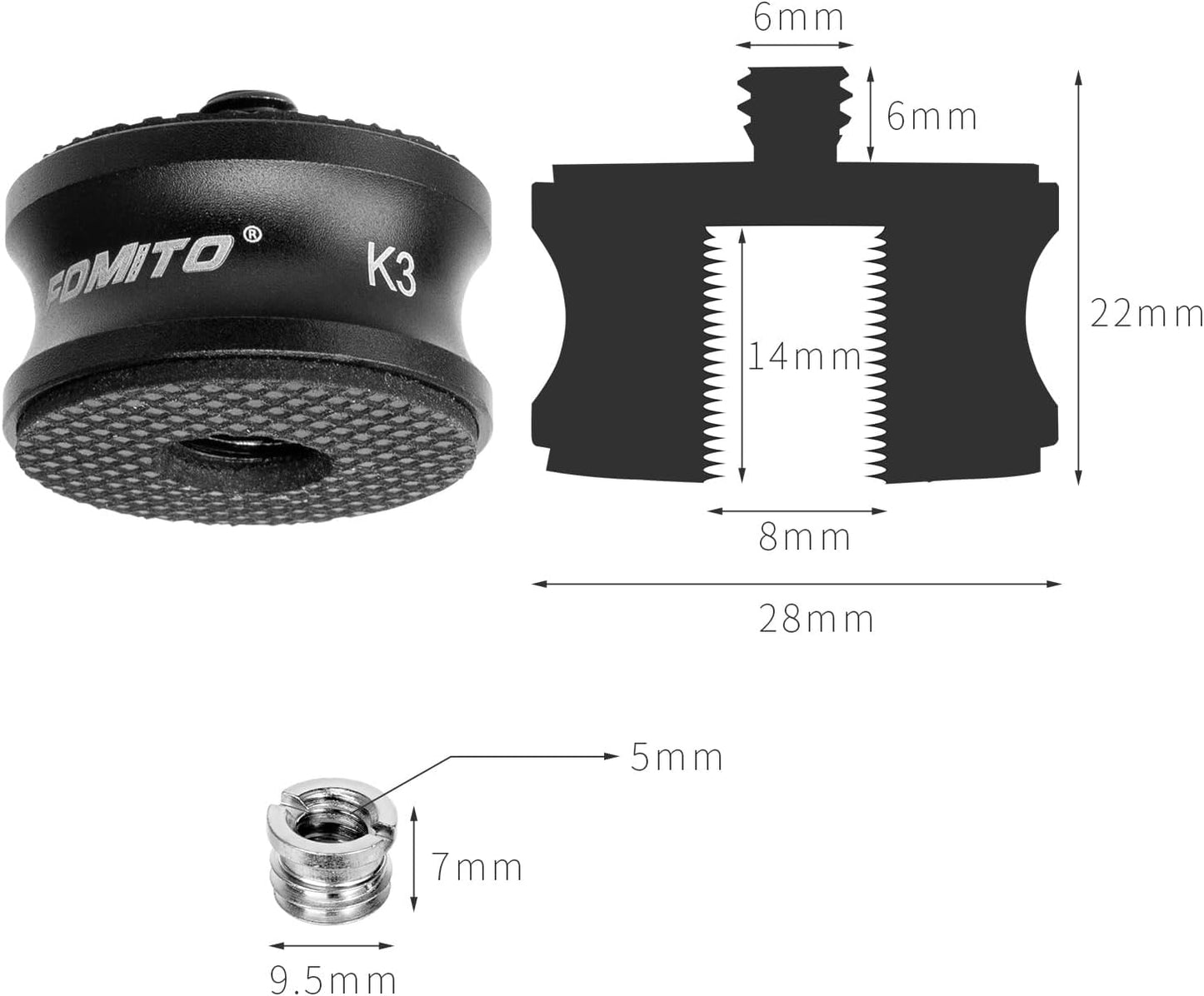 FOMITO 3/8" to 1/4" Camera Tripod Screw Converter Adapter, Thread Camera Tripod Screw Mount Convertor Adapter for Tripod Monopod Ballhead Camera, Made of Aluminum Alloy, Rubber Gasket (10 Packs)