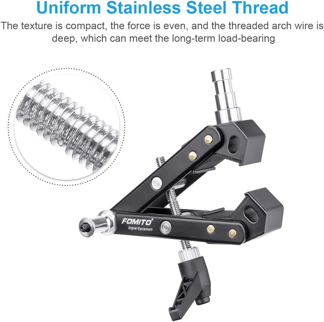 Fomito Super Clamp Universal Multi-Function A-Type Flash Clip with 2X 5/8 Inch Interface Screw & 1x 1/4 Inch Male Screw