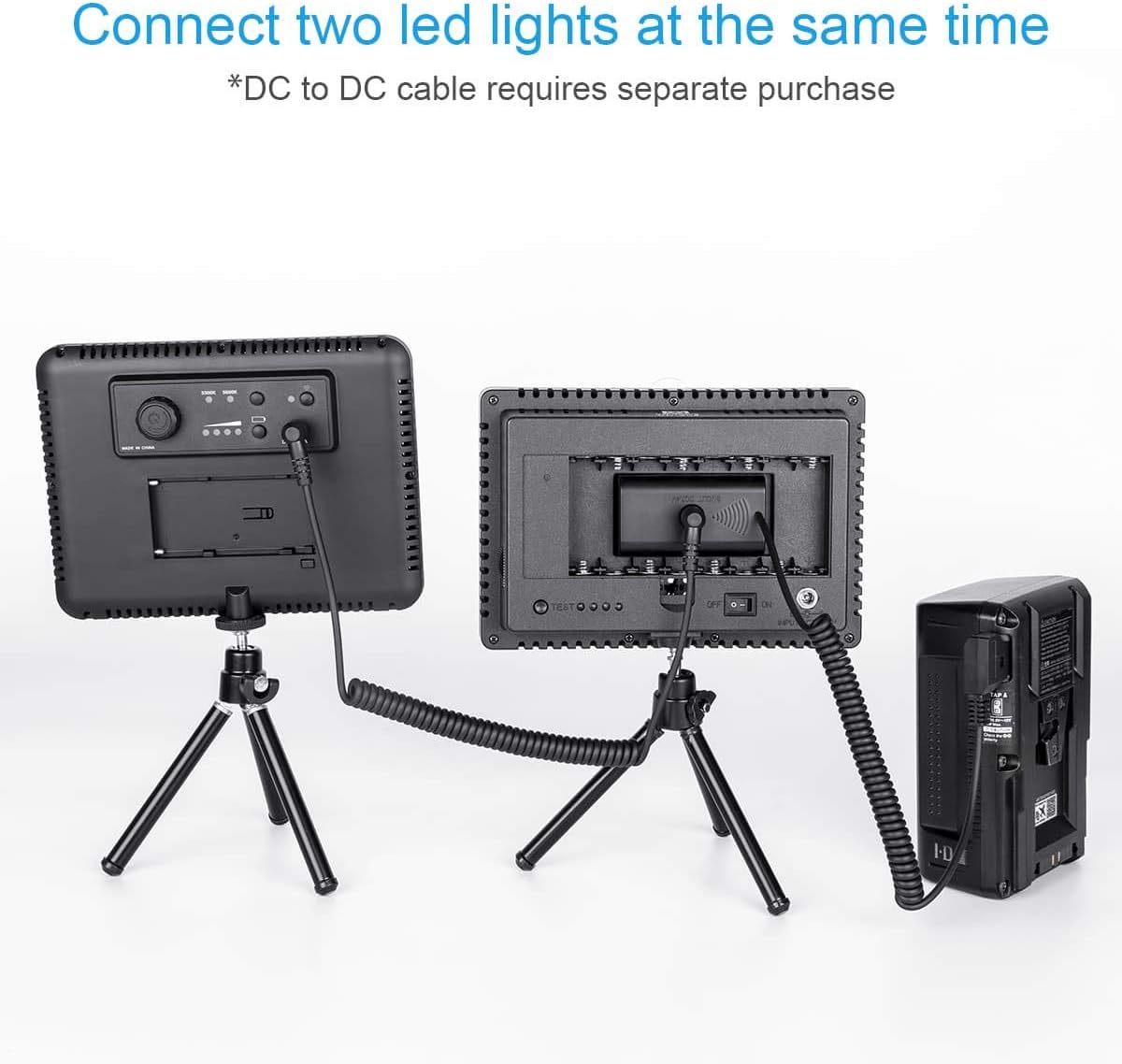 Fomito NP-F970 F750 F550 Dummy Battery with DC 7.4V to D-TAP for V-Mount BP Battery, Camera Monitor Neewer F100 FEELWORLD FW568, LED Light CN160 CN216 YN300 II YN-600 W260, for Sony Camcorder