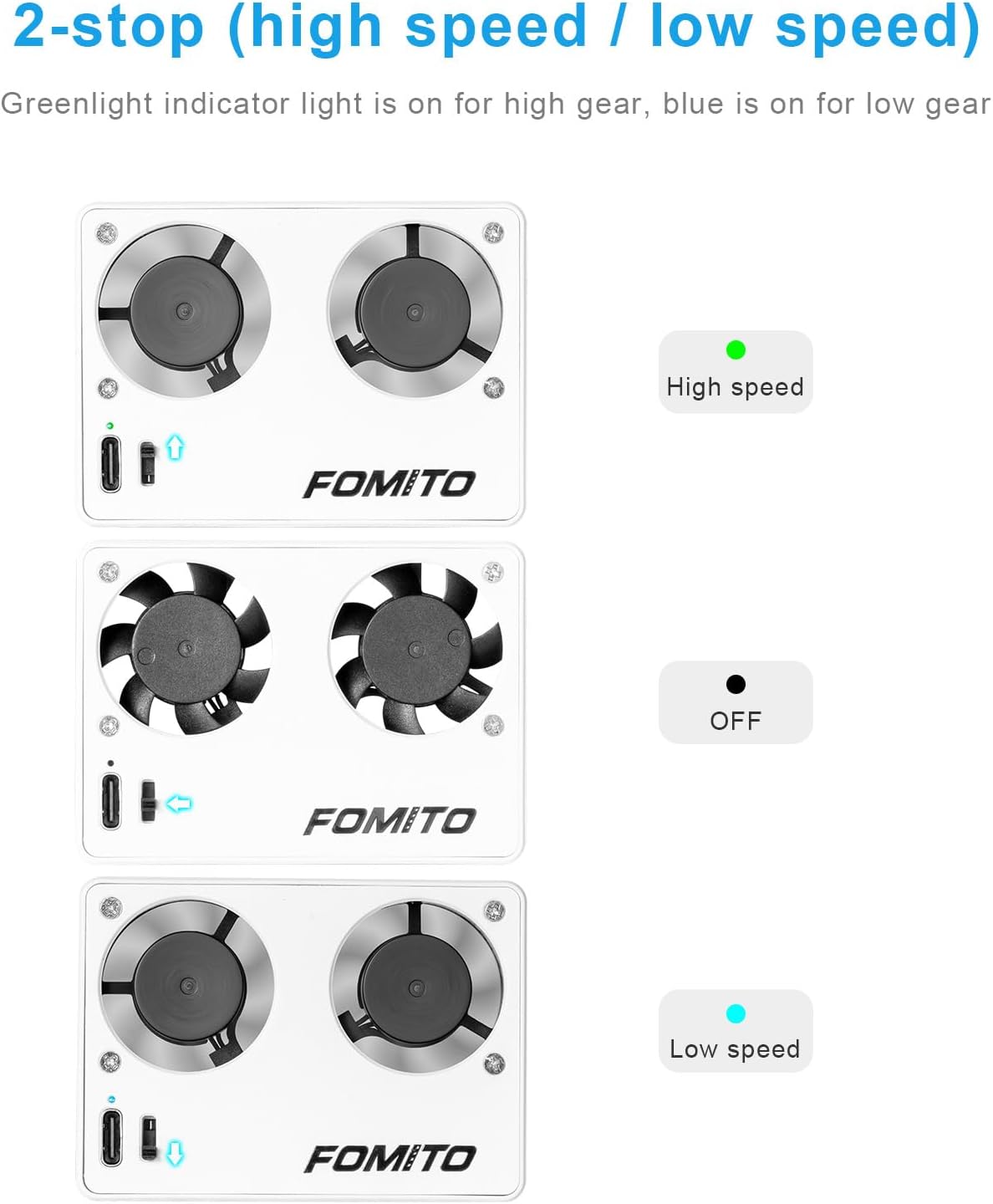 FOMITO-FS-03 Camera Video Dual Cooling Fans Built-in Battery with Magnetic Case for Sony A7M4 A7cII A7c A7S3 ZV-1 ZV-10 ZVE1 A6700 FX30 Canon R5 R6 R7 Fujifilm XT4 White-F0193