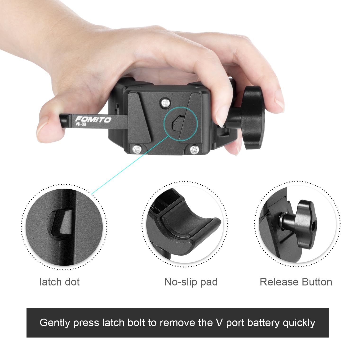 FOMITO-VK08 V Mount Battery Plate V Mount Adapter VK-08 V-Mount V-Lock Battery Clamp Quick Release Plate for Sony BP Battery-F0037
