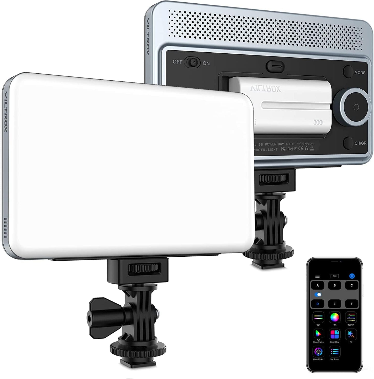 VILTROX 15W LED Video Light Panel, 3300K-5600K On Camera Light, Super Thin Key Light Panel with NP-F550, Led Photography Lighting CRI95+ for Studio Photography Video Recording Live Streaming (L116T