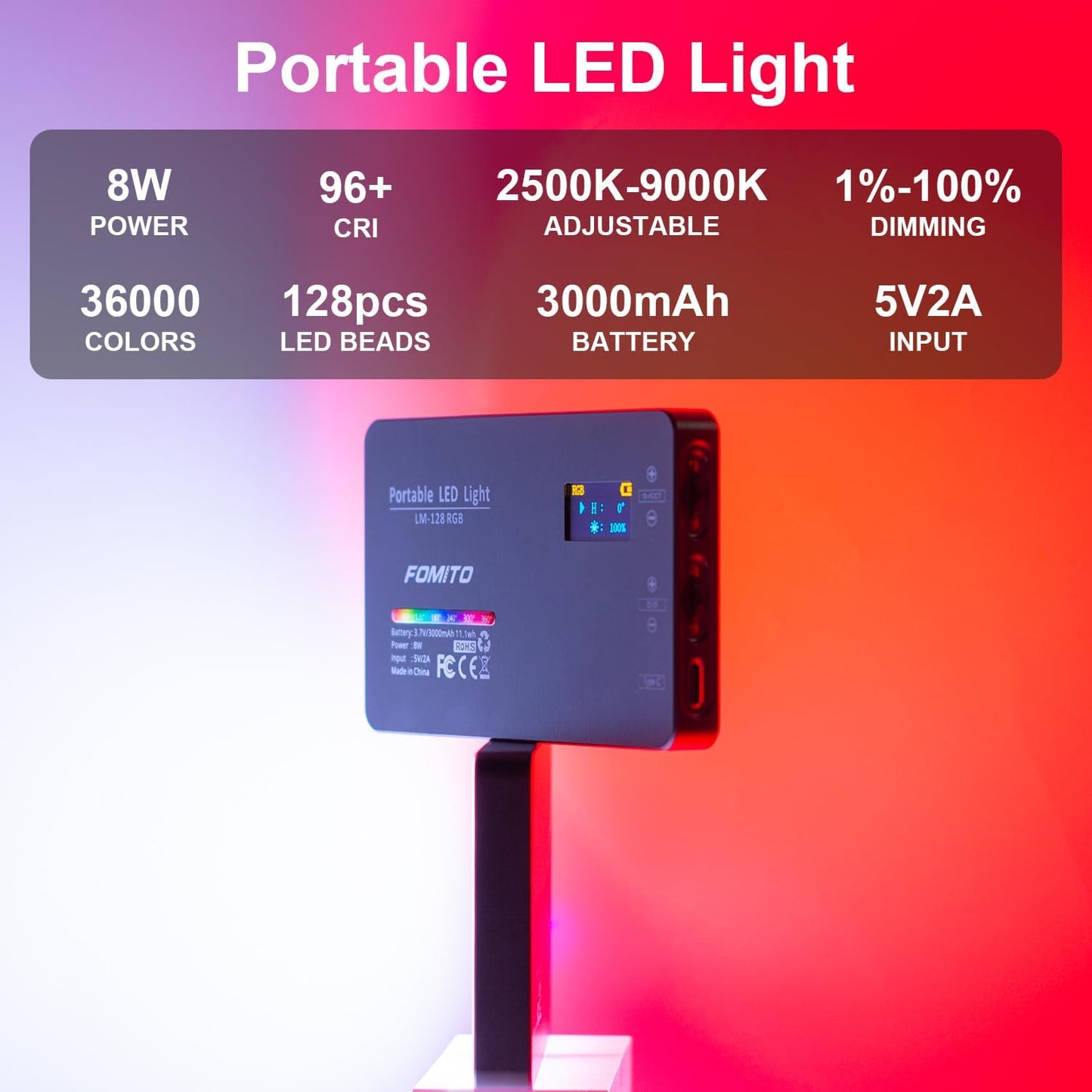 FOMITO-LM-128 RGB Portable LED Light-F0065