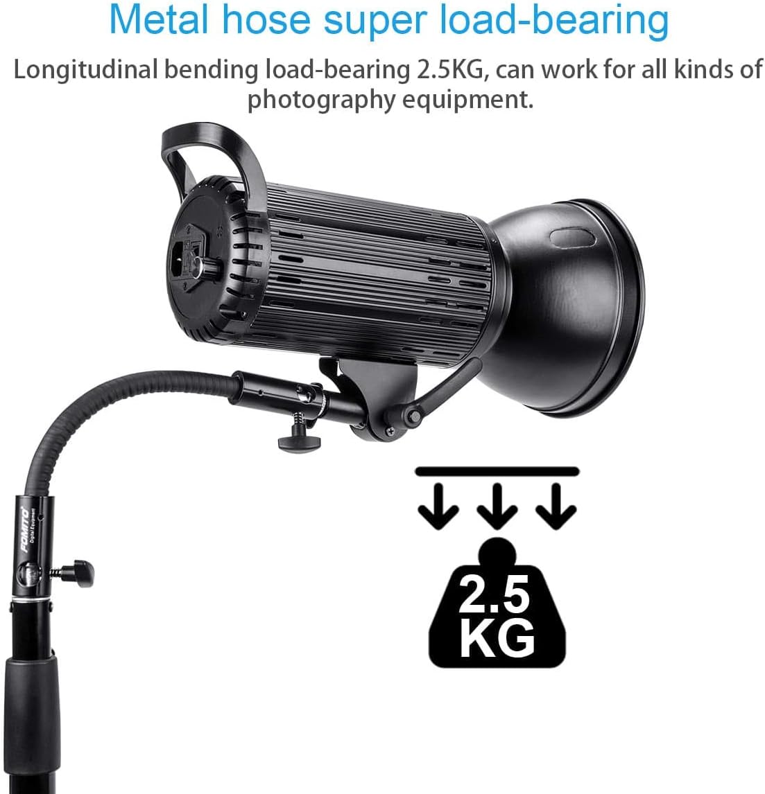 Fomito-RG-01 12.5 Inch/32cm Flexible Arm Extension Pole with 1/4-3/8in Converter Screw for Marco Ring Light/LED Panel, for Light Stand, Tripod, Monopod Photography, Max Load 5.5lbs/2.5kg-F0063