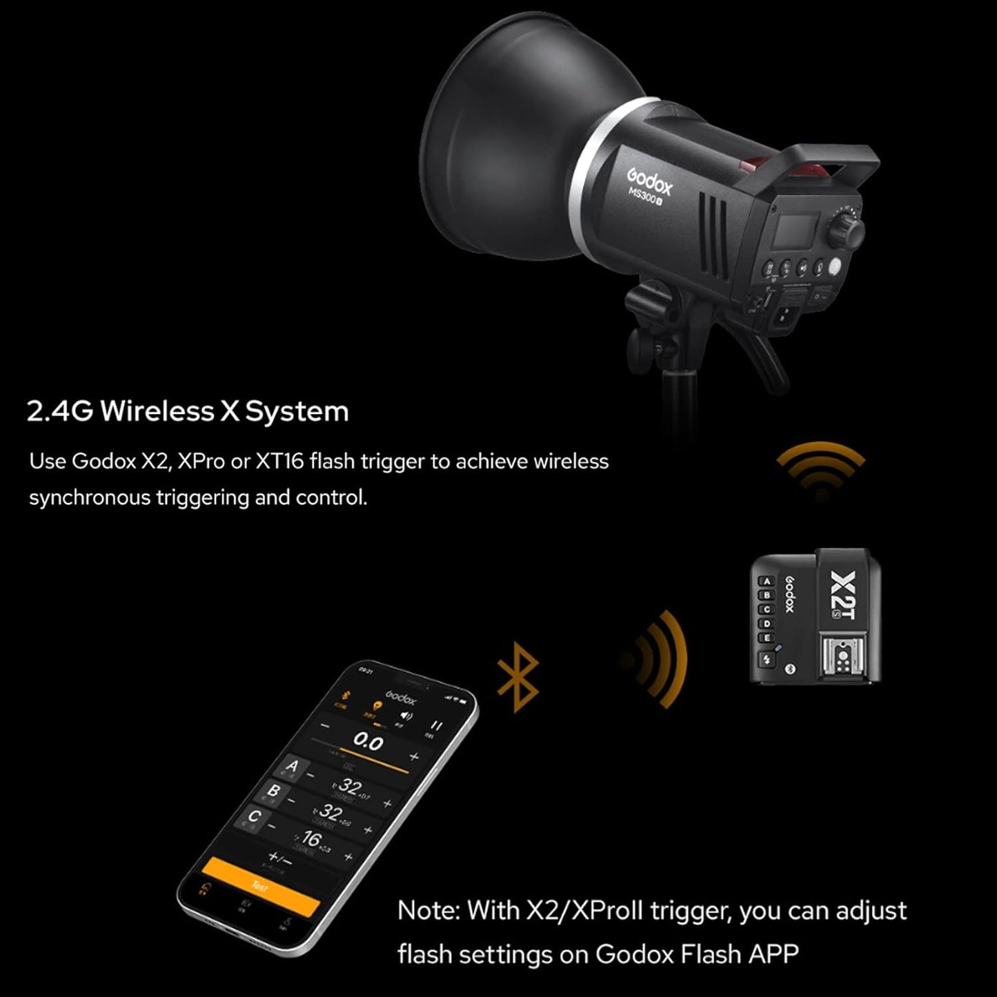 Godox MS300V 300W Studio Flash 5800±200K 0.1~1.8S Recycle Time with LED Modeling Lamp LED Light Strobe Flash Monolight for Studio, Portrait, Commerce Photography, etc (MS300 Upgraded Version)