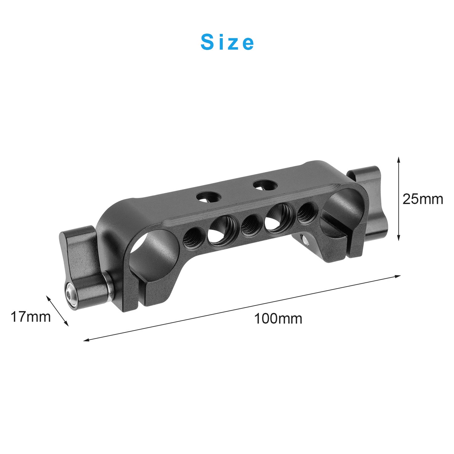 Fomito PJ-03BL Pipe Clamp for V-Mount Quick Release Plate, Slide Rail with 1/4" and 3/8" Screw Holes (Fit to Tube Size Max 15mm / 0.59inch)-F0042/F0197