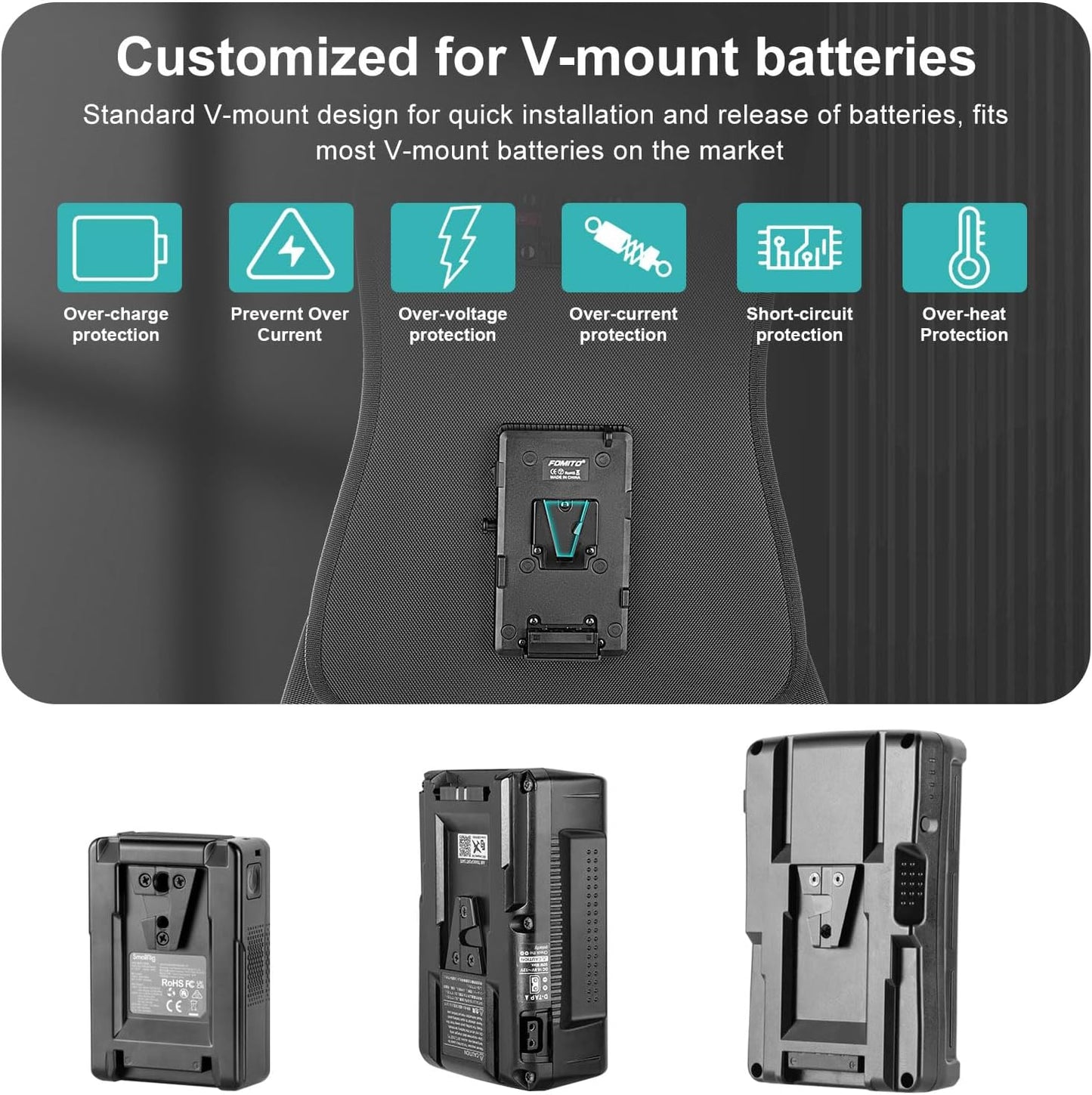 FOMITO-BB-01 Camera Harness Vest with V-mount Plate Power Supply System for BP Battery Wireless Video Transmission Photography-F0173/F0174/F0175
