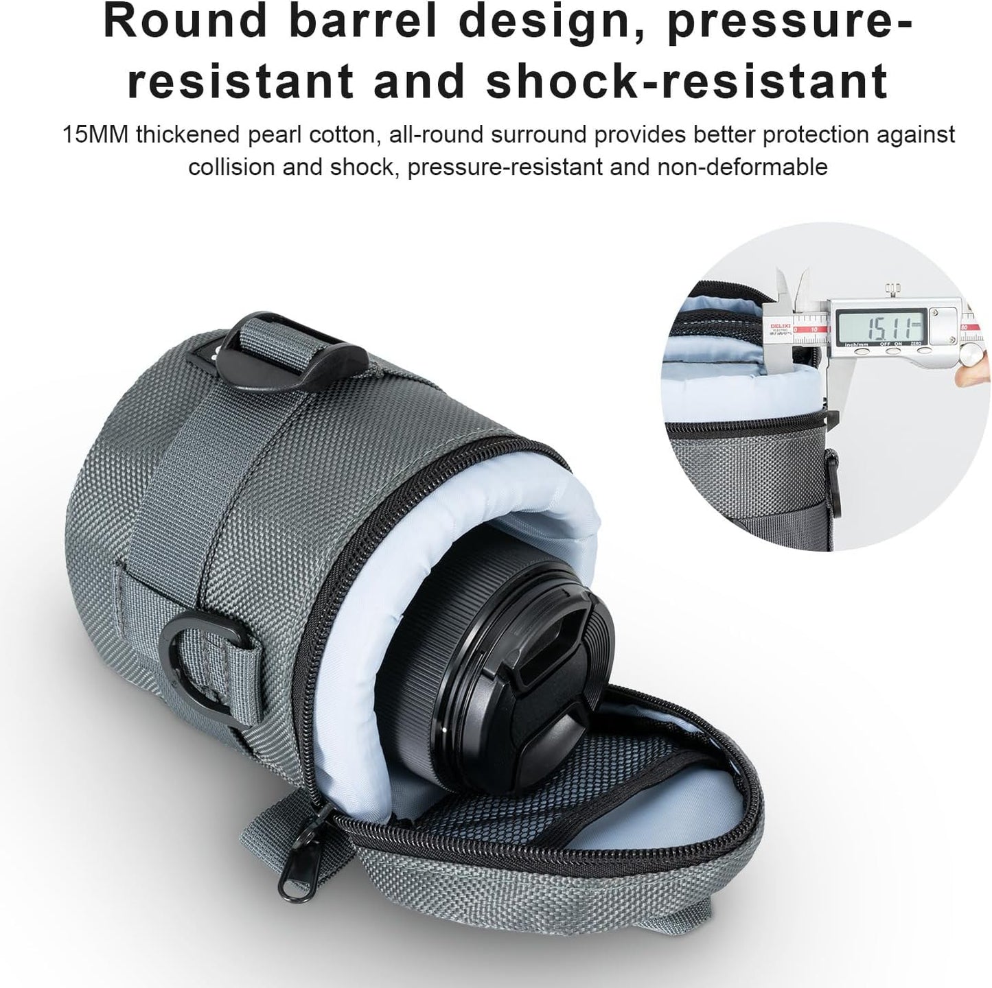 FOMITO-JTB-1b Camera Lens Case Pouch Bag for Canon EF-S 18-55mm/EF 50mm f1.8/RF-S 18-150mm, Nikon AF-S 18-55mm/AF-P 18-55mm,Fujifilm XC 16-50mm & More Lens Below 3.94" x 4.33"(D x L) - Black S size-F0178