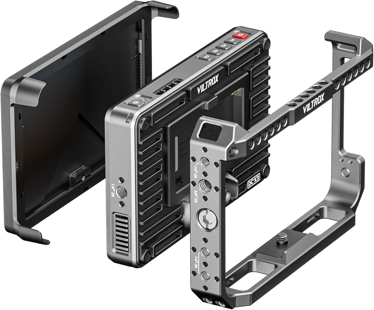 VILTROX DC-X3 SDI Monitor Kit with Rig Cage, 6 Inch Touchscreen Camera Field Monitor Cage Kit 4K HDMI, 2000Nits Daylight Viewable DSLR Camera Monitor, with Battery/Sunshade/Protective Case