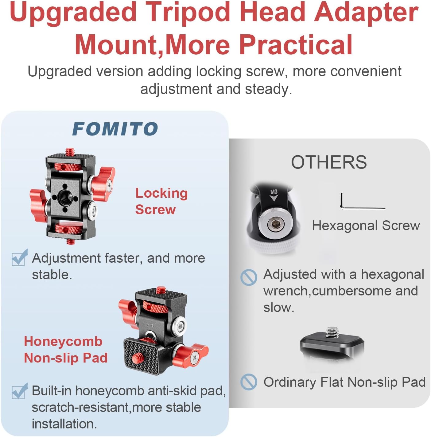 Fomito- Z5 Dual Head Camera Monitor Holder Mount Arm Hot Shoe Adapter Swivel and Tilt Adjustable Monitor Mount with Cold Shoe Mount for Field Monitor, Smartphone, Led Video Light, Microphone - F0010