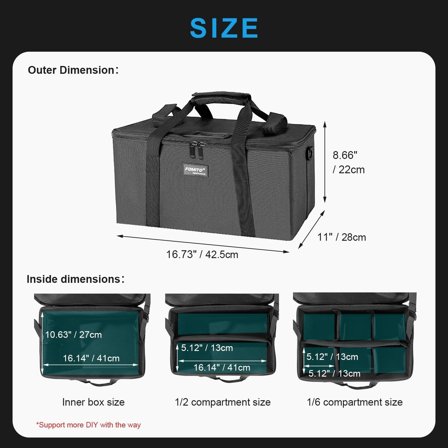 FOMITO-AB-27B Foldable Camera Storage Bag 44x30x22cm Shockproof Case for DSLR, Gimbal, Drone Heavy-Duty Handle-F0190