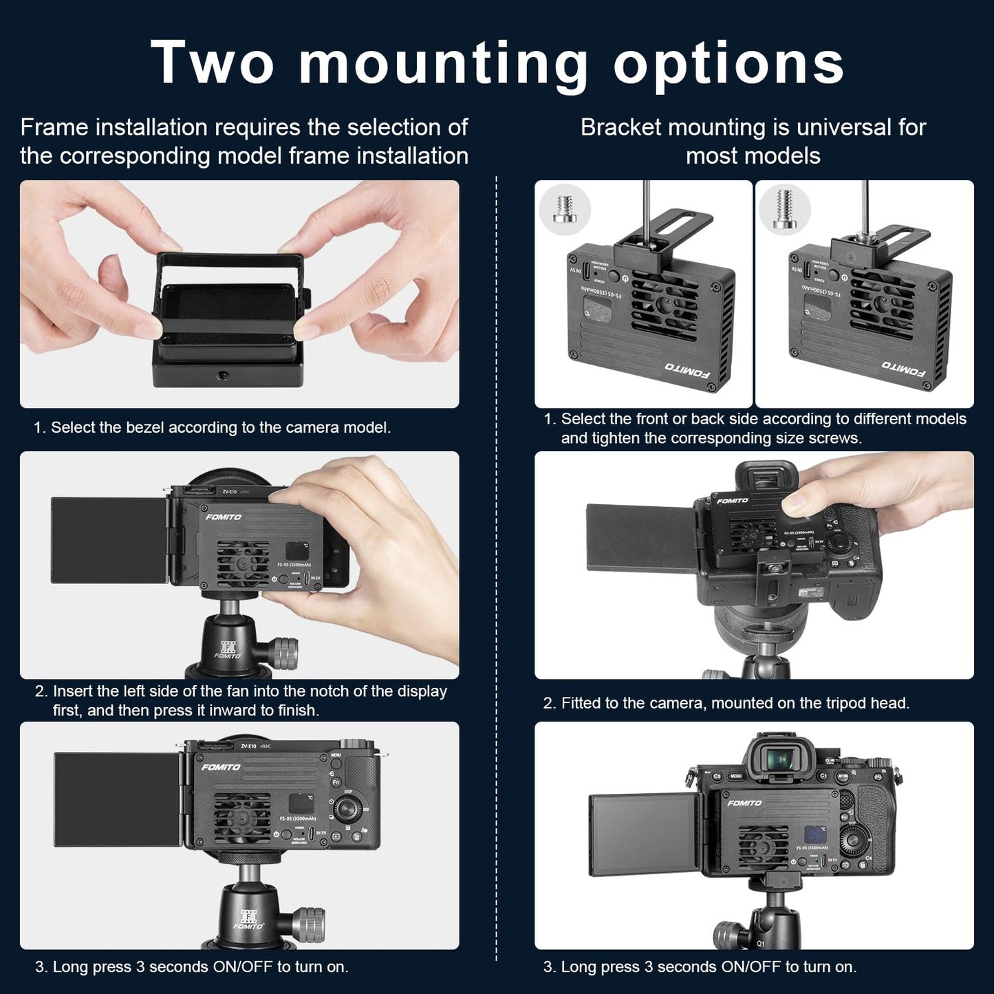 FOMITO-FS-04 Camera Video Dual Cooling Fans Built-in Battery-F0194