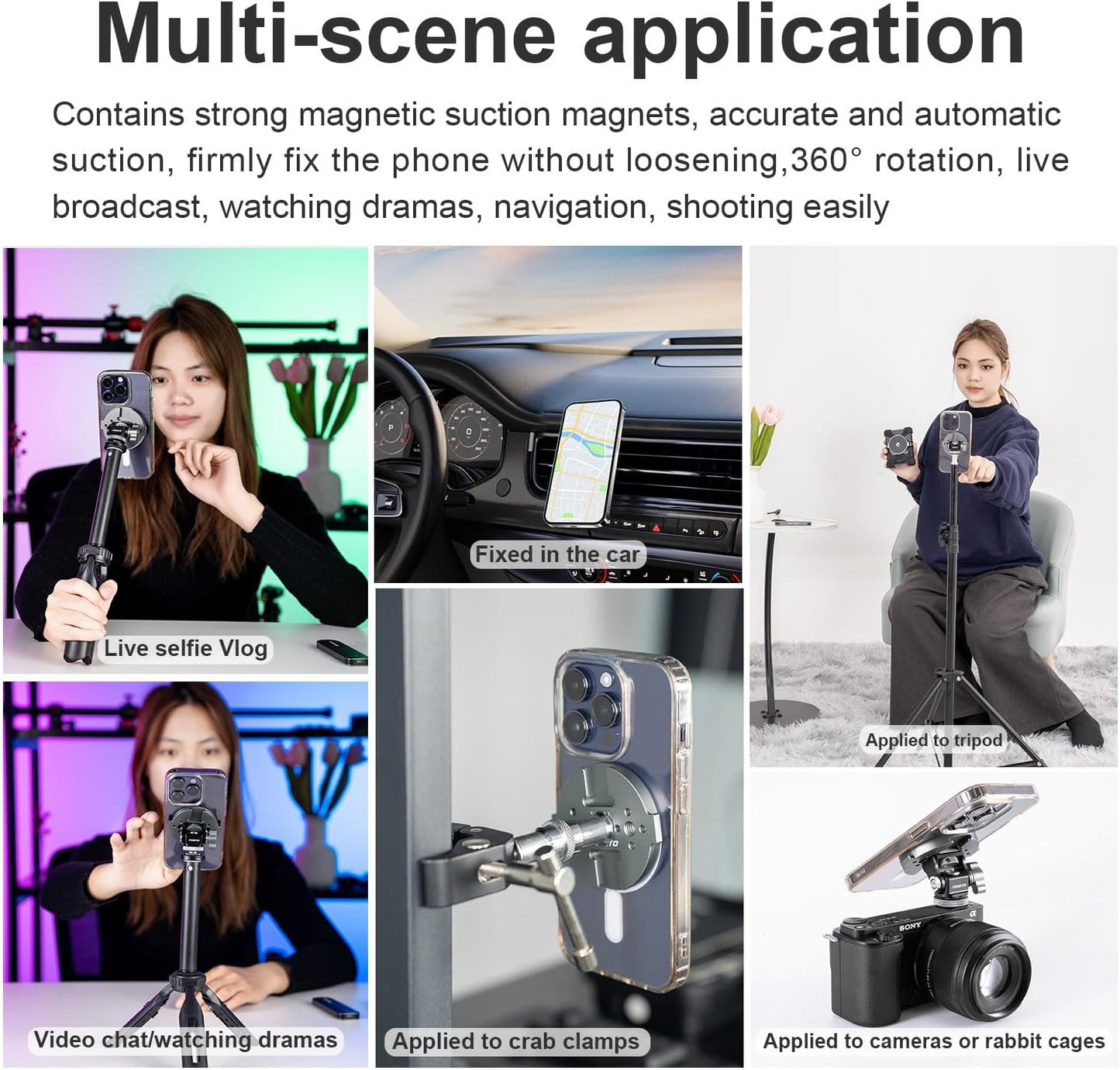 FOMITO-YC-01 Magnetic Phone Holder Mount, Magnet Base Phone Mount - Black-F0057