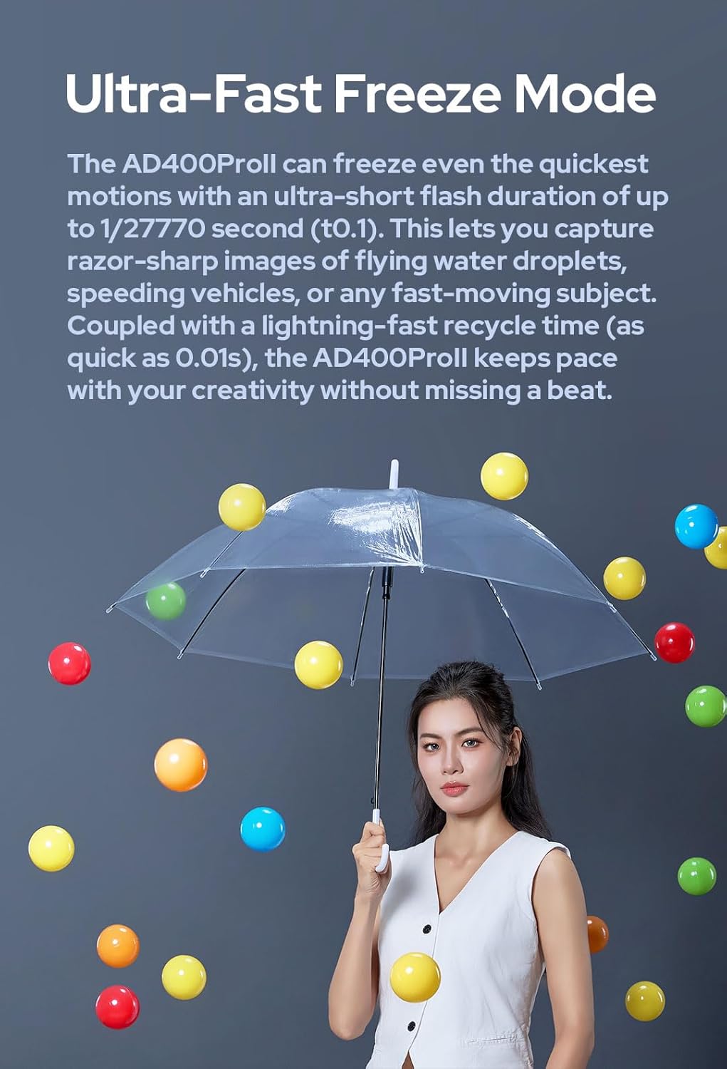 Godox AD400 Pro II AD400Pro II AD400ProII Flash, GN72 One-Tap Sync with X3/30W Bi-Color Modeling Lamp/Color Screen/16 Color Groups Indicator/Freeze Mode/460 Flashes/1/512~1/1 (with ± 0.1 Increment)