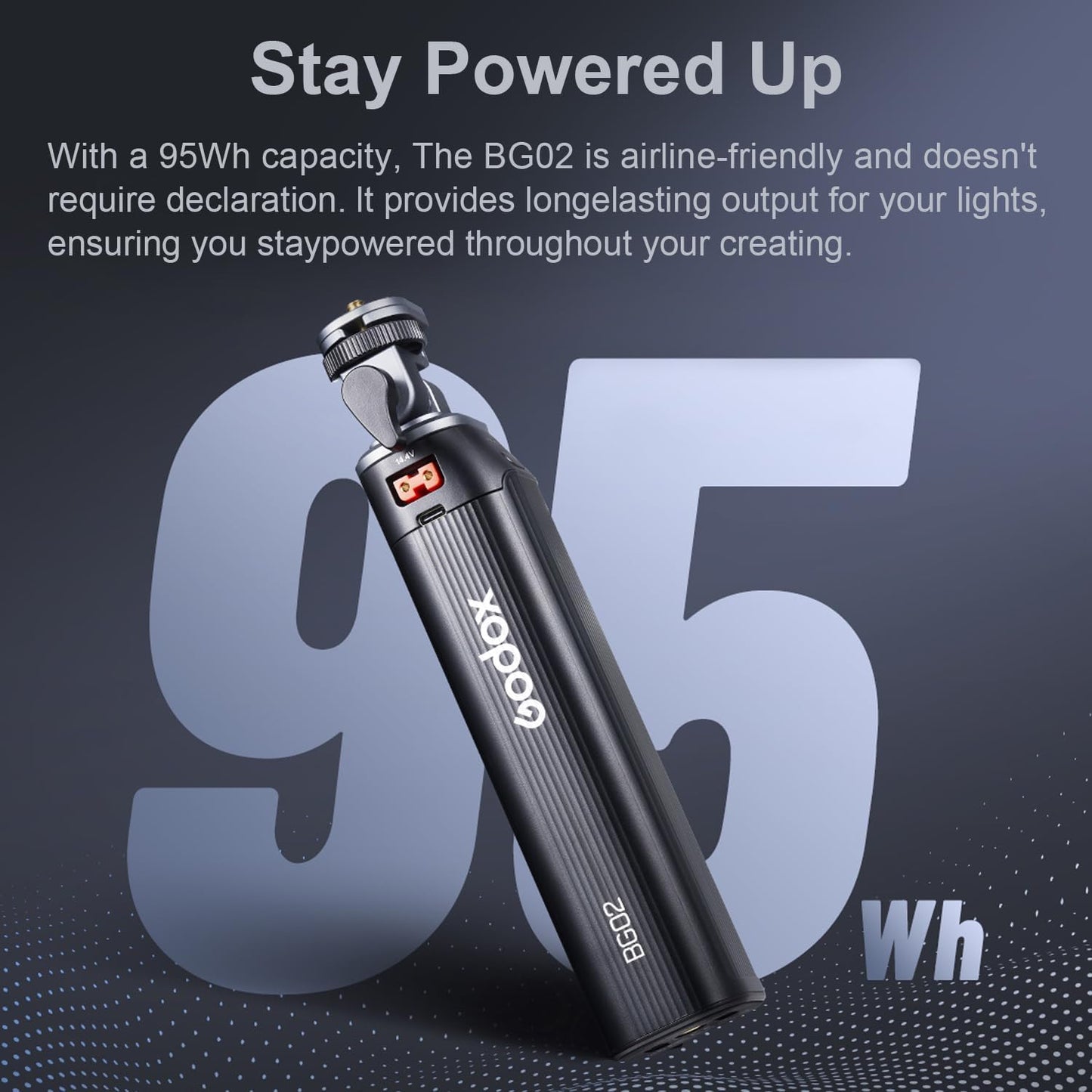 Godox Battery Grip BG02 with D-Tap and USB-C Cable for Flash Light and LED Video Light,95Wh Power Handgrip for AD200 AD200pro II AD300pro ML100Bi ML60Bi FH50Bi FH50R and Other Photography Studio Light