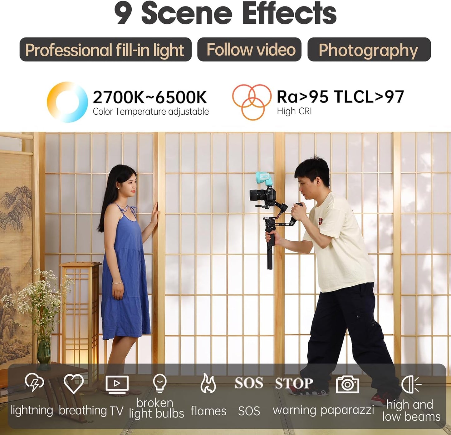 2-in-1 LED Video Light Flash Speedlite GN28 Round Head Rechargeable 2000mAh Battery HSS/TTL Support 3W Modeling Light Bi-Color Temperature 2700K6500K, CRI >95