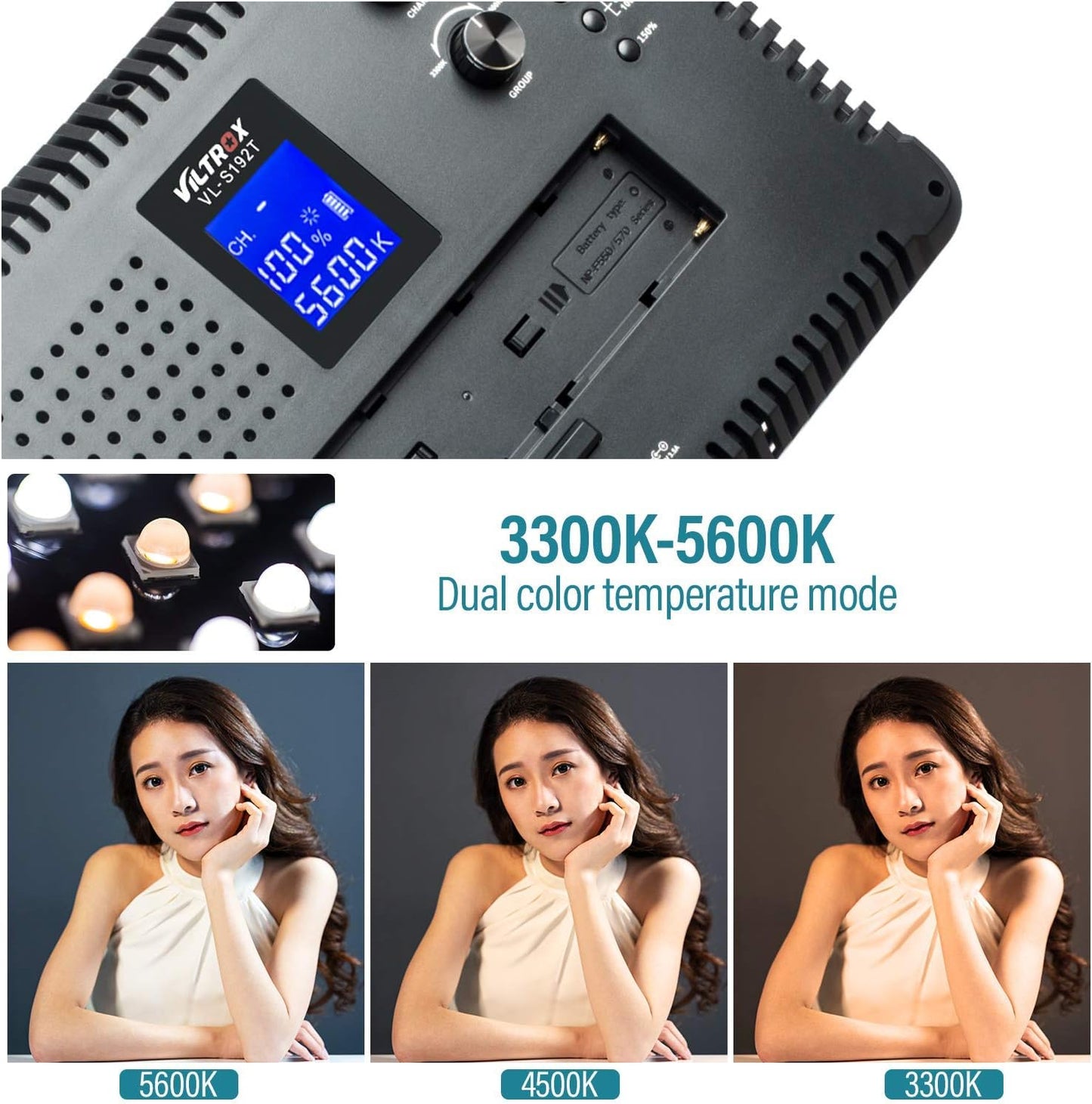 3 Pack VILTROX Bi-Color 45W/4700LM Dimmable Studio Video Light kit with 75 inch Light Stand for Portrait Wedding News Interview Photography
