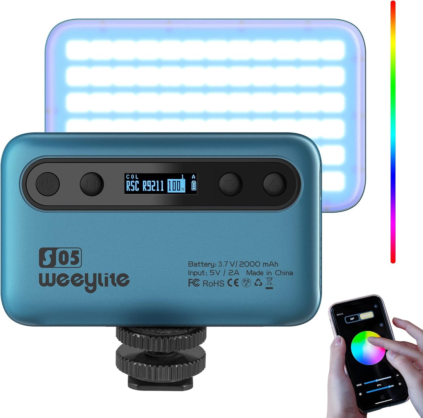 Portable RGB LED Photography Light Panel, APP Remote 5W Full Color Streaming Light for Streamers Video Photography YouTube Tiktok Vlog
