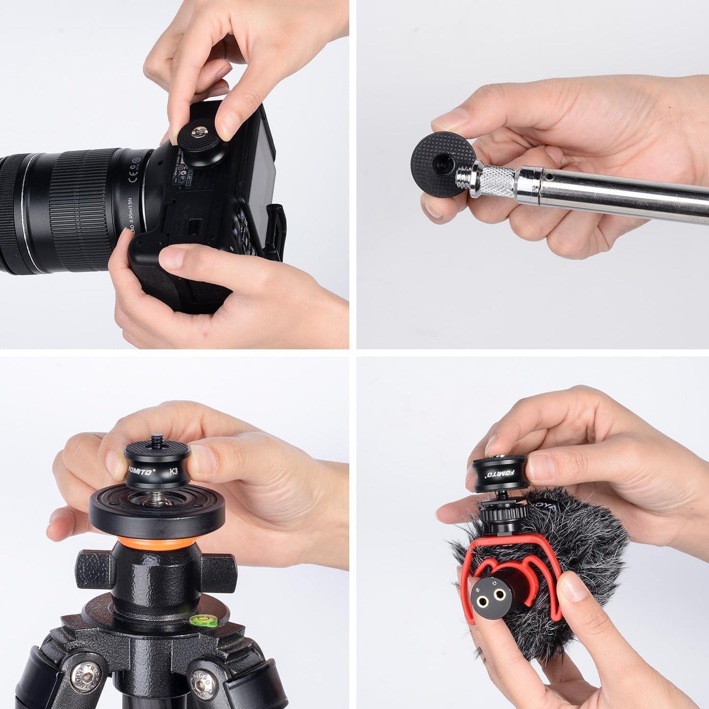FOMITO 3/8" to 1/4" Camera Tripod Screw Converter Adapter, Thread Camera Tripod Screw Mount Convertor Adapter for Tripod Monopod Ballhead Camera, Made of Aluminum Alloy, Rubber Gasket (10 Packs)