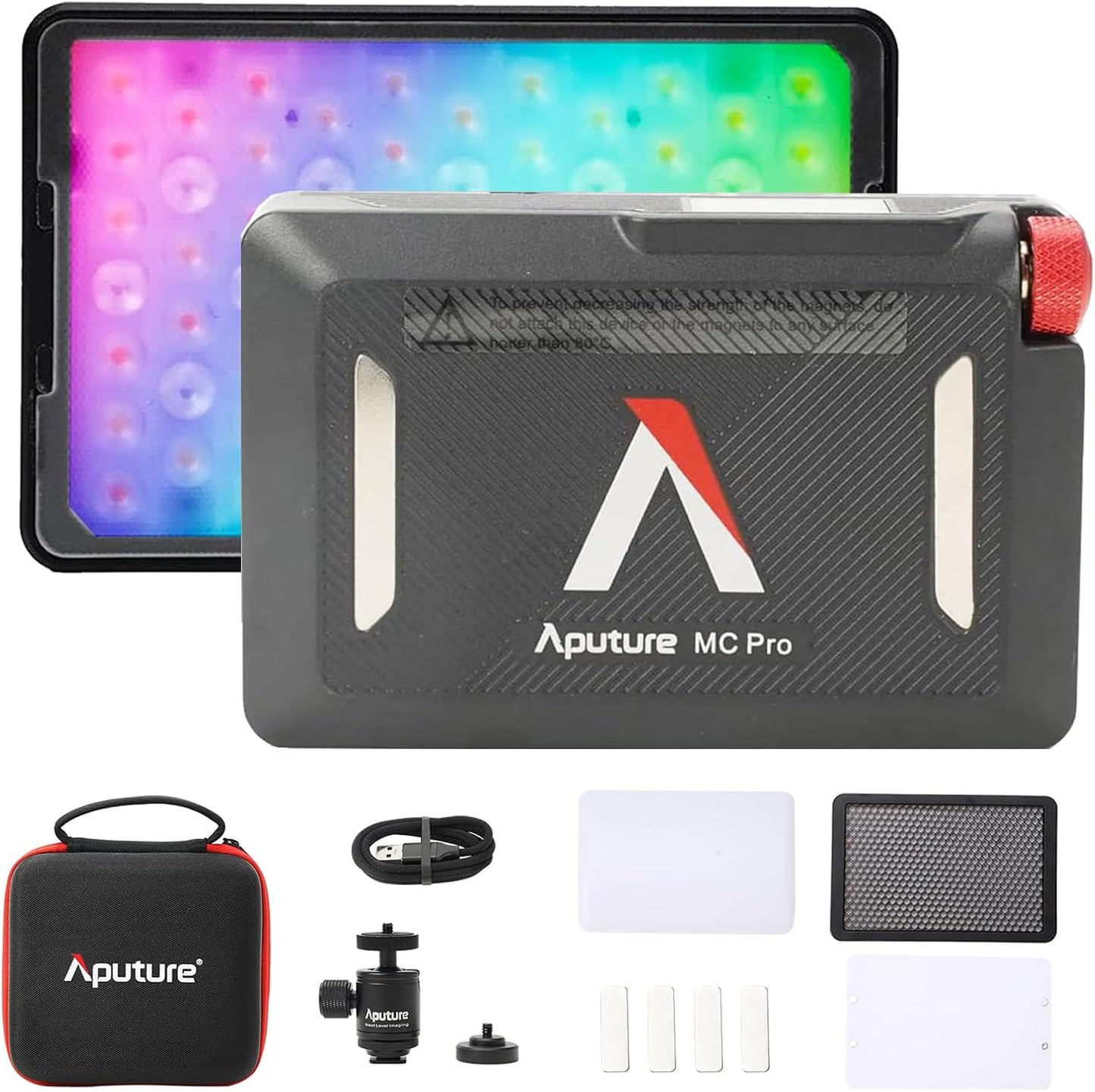 Aputure MC Pro RGBWW On Camera Video Light,5W High Brightness 1585 Lux at 0.5m,2000-10000K Adjustable Magnetic Attraction and IP65 Weatherproo for Photography,Videographer