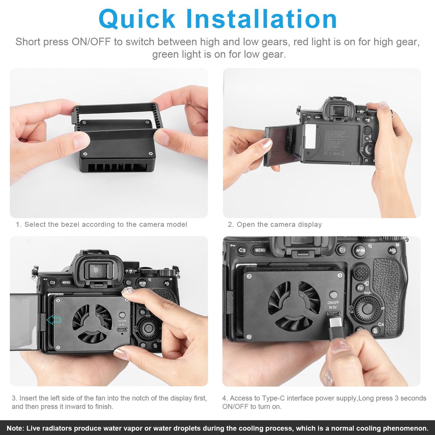FOMITO-FS-01 Camera Cooling Fan with Magnetic Case for Sony A7M4 A7cII A7c A7S3 ZV-1 ZV-10 ZVE1 A6700 FX30 Canon R5 R6 R7 Fujifilm XT4-F0191