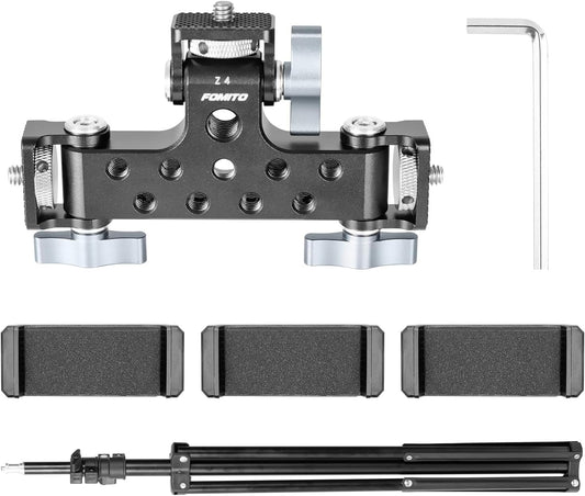 Fomito Z4T-K1 Three-Head Multi-Functional Live Stands Camera Monitor Holder Mount Arm Hot Shoe Adapter Monitor Mount for Field Monitor, Smartphone, Led Video Light, Microphone with 1.9m Light Stand-F0018