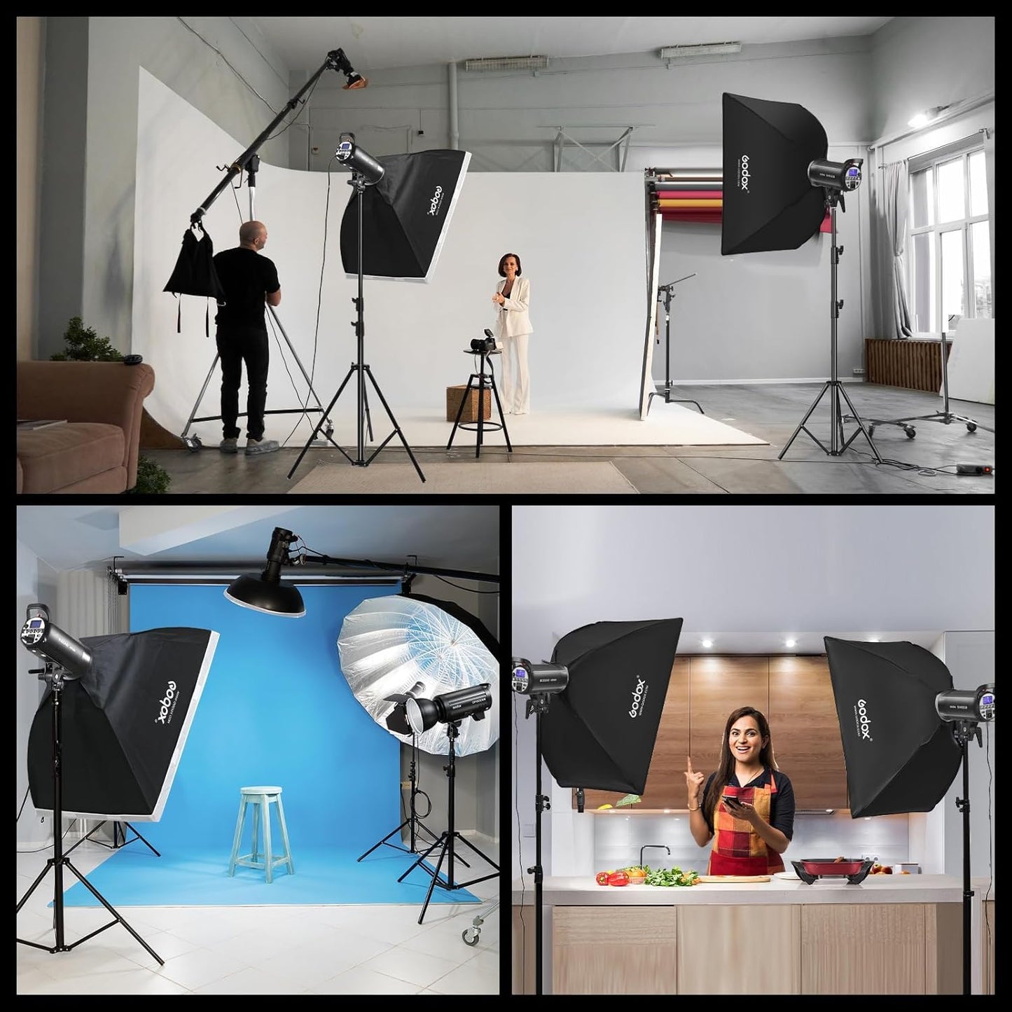 Godox SK400II 400Ws Photo Studio Strobe Flash Monolight Light with Bowens Mount &Lamp Head,150W Modeling Lamp for Studio,Shooting,Location and Portrait Photography-110V