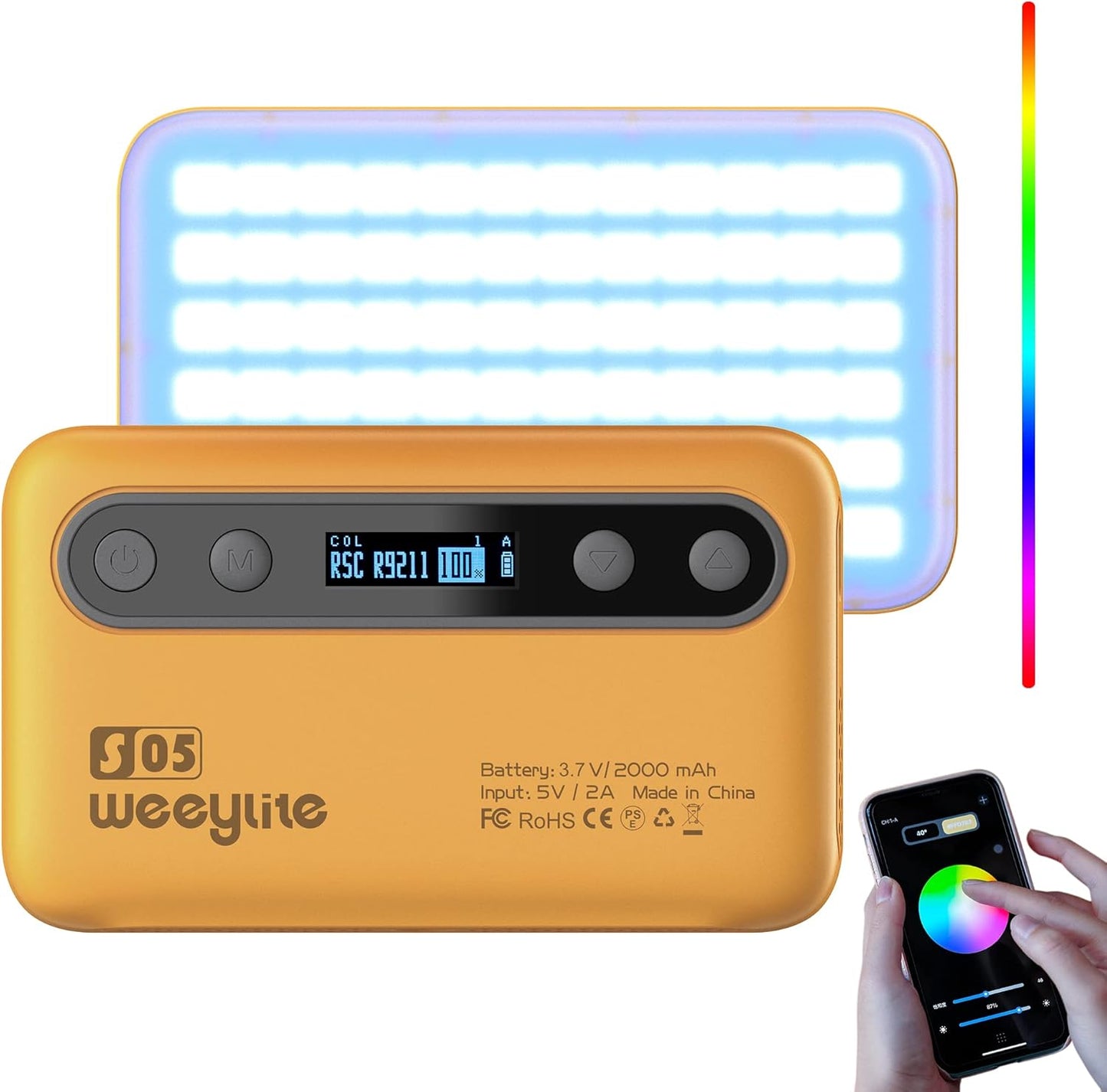 Portable RGB LED Photography Light Panel, APP Remote 5W Full Color Streaming Light for Streamers Video Photography YouTube Tiktok Vlog