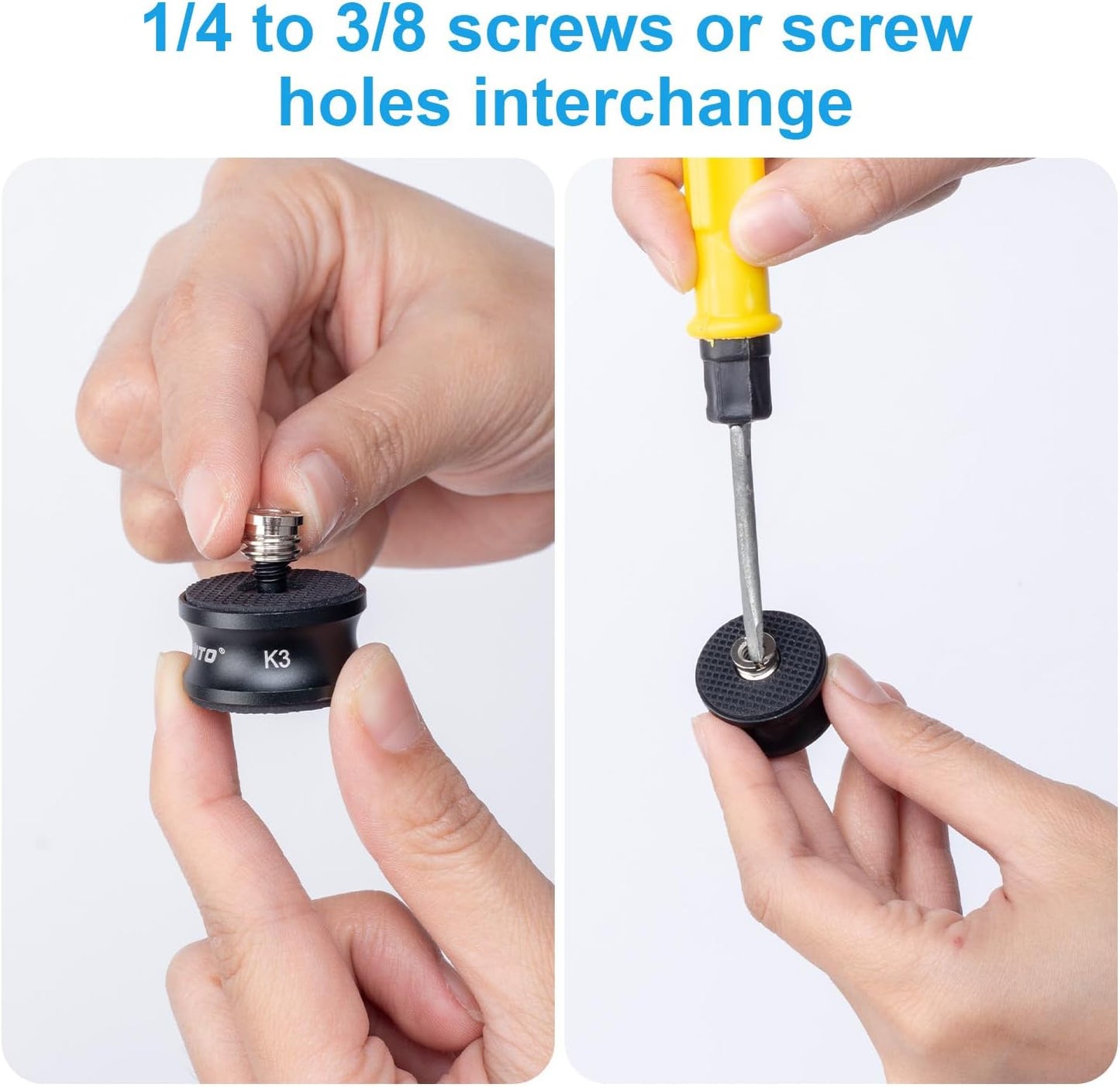 FOMITO 3/8" to 1/4" Camera Tripod Screw Converter Adapter, Thread Camera Tripod Screw Mount Convertor Adapter for Tripod Monopod Ballhead Camera, Made of Aluminum Alloy, Rubber Gasket (10 Packs)