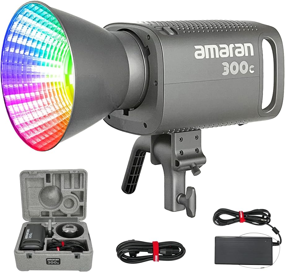 Aputure Amaran 300c RGB COB Video Light Bowen Mount 2,500K to 7,500K CCT with G/M Adjustment 26,580 lux @ 1m with Hyper Reflector Support APP Control