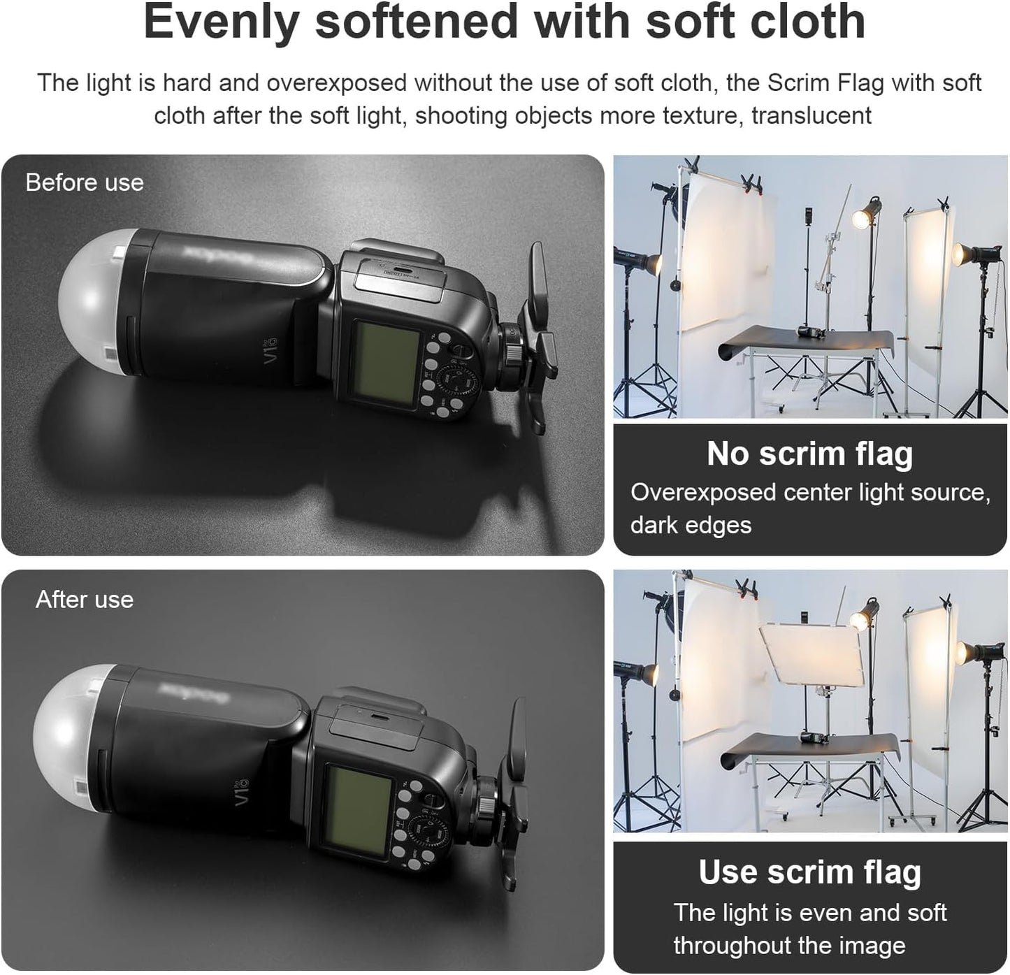 Fomito-QB-4560 Square Metal Flag Panel Reflector Set 45 x 60cm - Portable Hand-held Light Reflector Flag Reflector Panel Scrim Photography-F0167